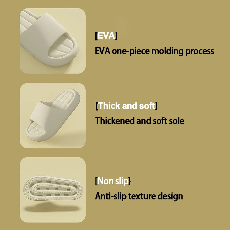 Thick Sole Non Slip Indoor Bath Slippers Women Soft Bottom EVA Pillow Slides San