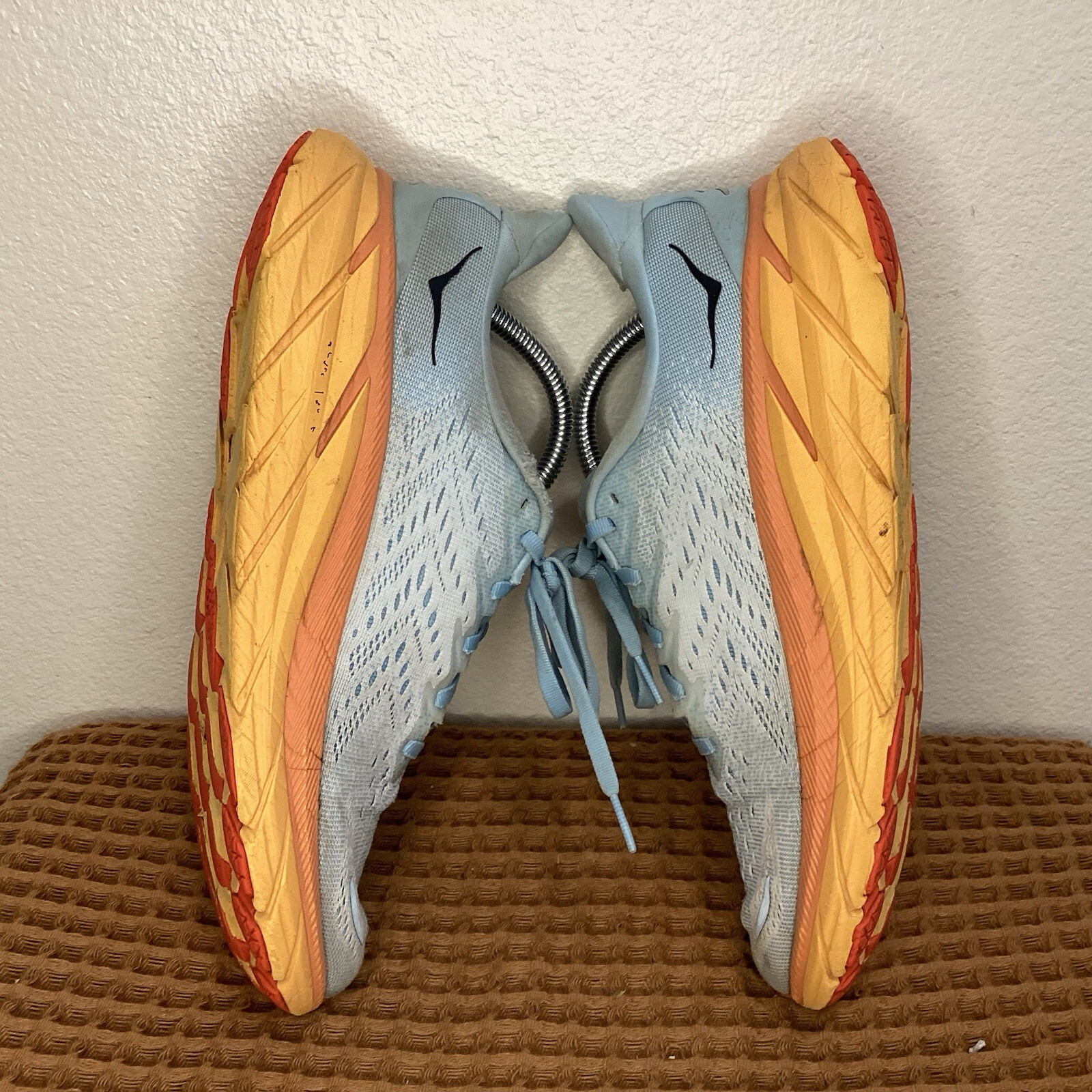 Hoka One Clifton 8 Women’s Size 9 B Running Shoes Lace Up Sneakers Blue Yellow