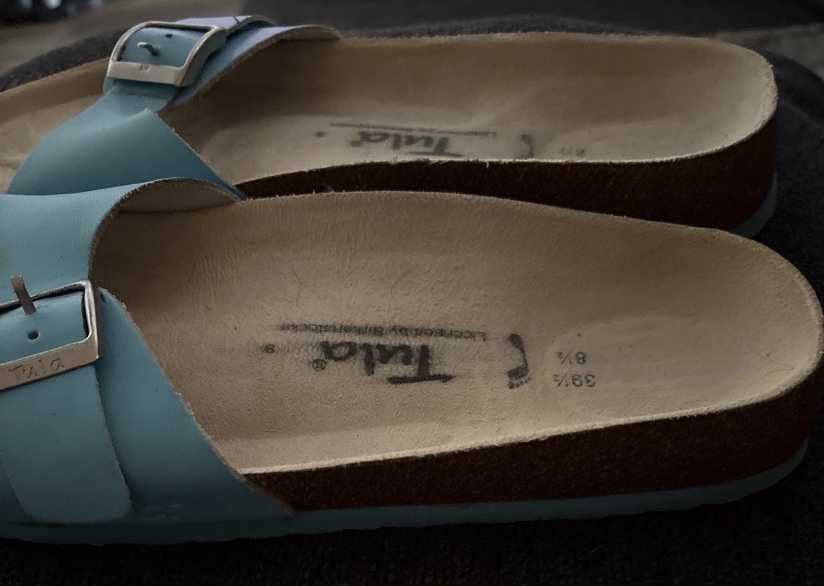 Tula Licensed by Birkenstock Blue Slide Sandals Cork Footbed Womens 39 1/2