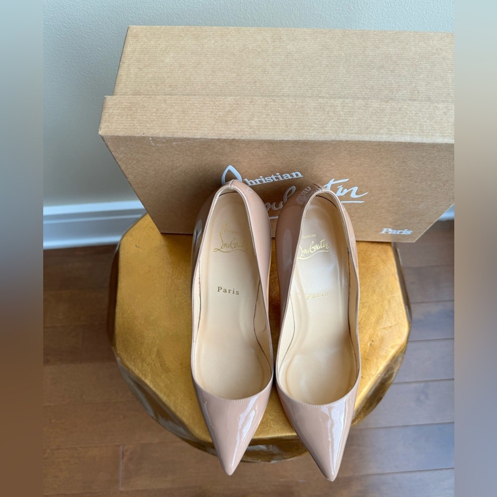 Christian Louboutin Pigalle 100 Patent Nude Shoes, Size 40 (US 9)