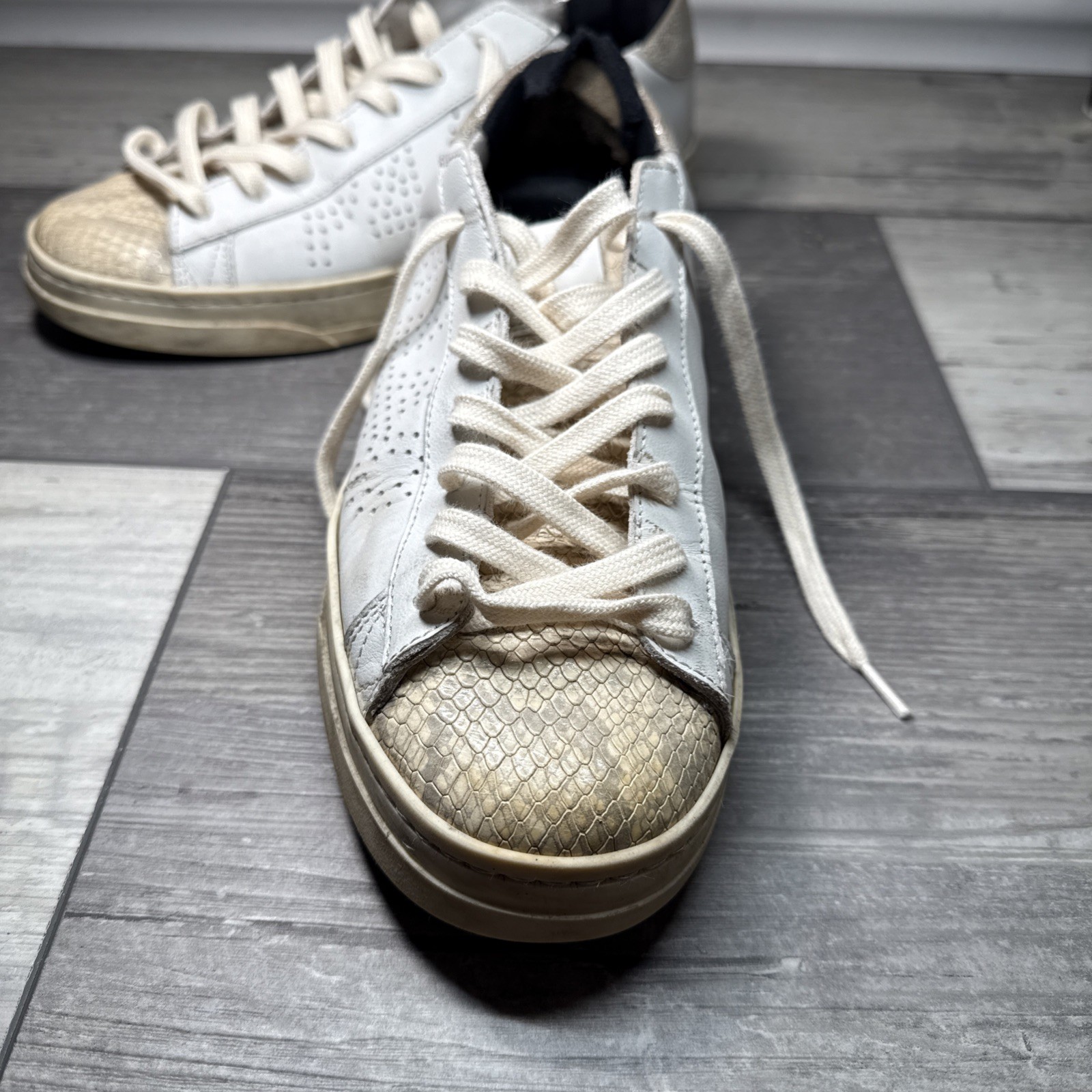 P448 Sneaker 6.5 White with Silver Glitter. Preowned See Photos Provided
