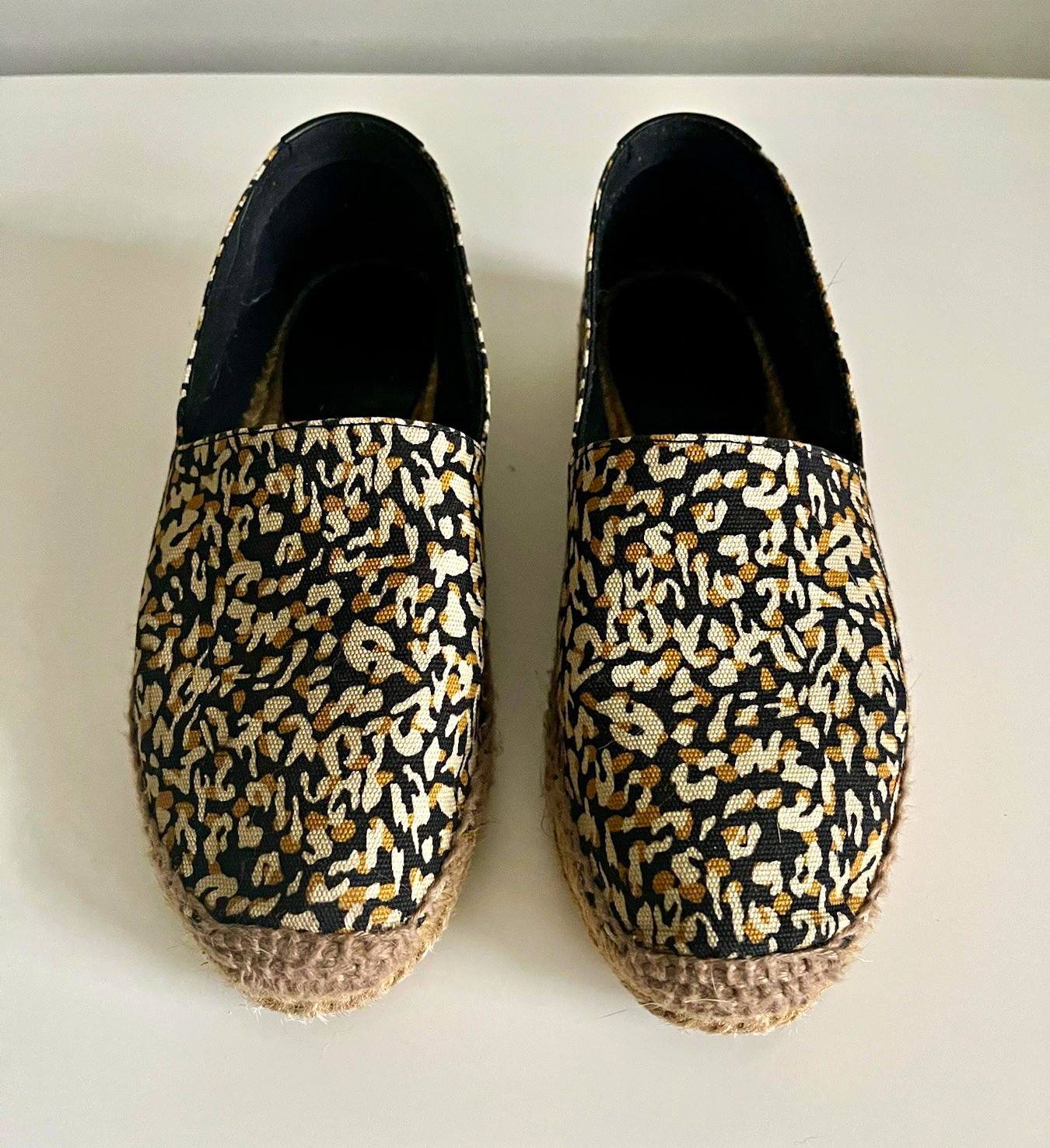 SAINT LAURENT Animal Print Canvas Espadrille Slip-On Flats EU 38 US 7.5