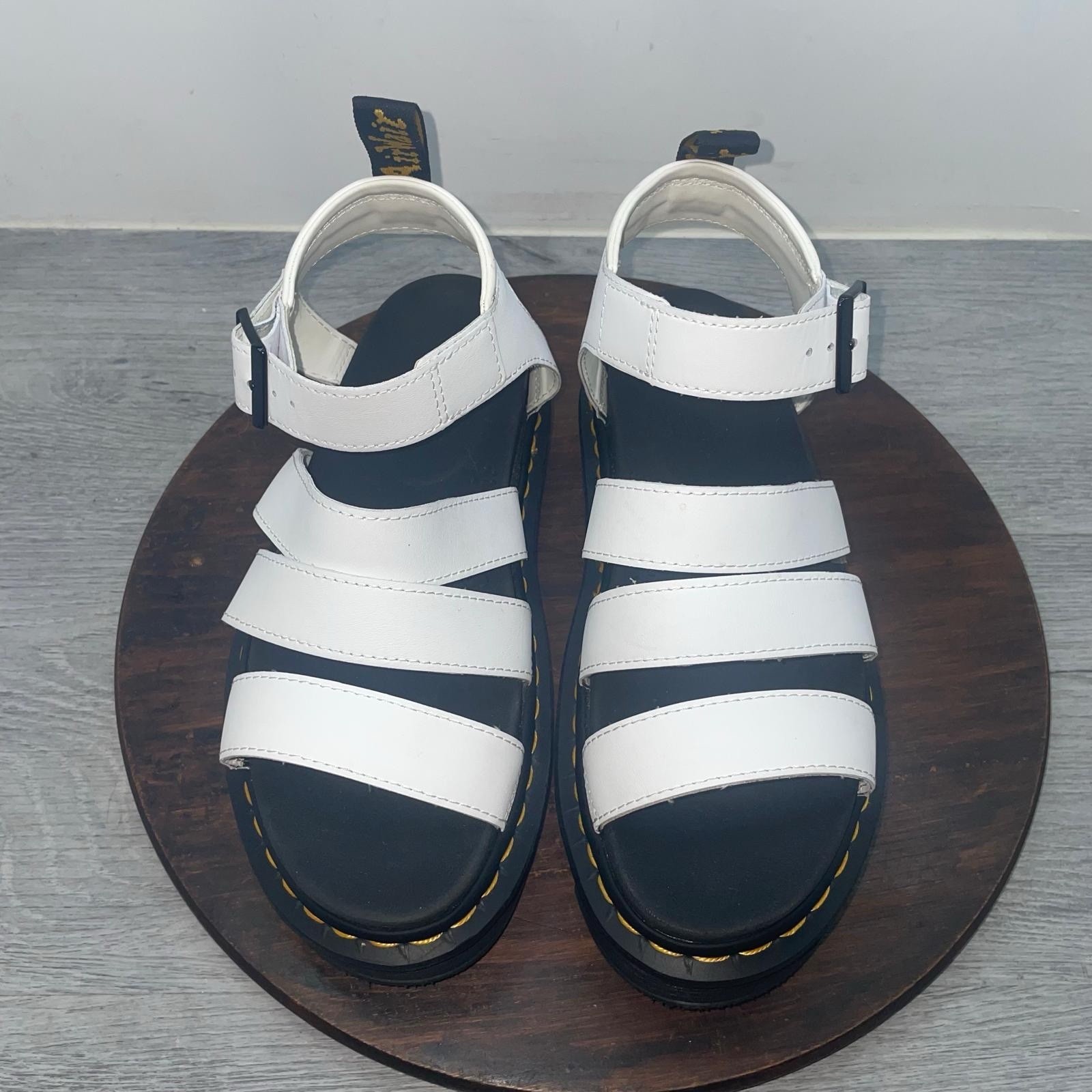 Dr Martens Blaire Sandals Womens 7 White Leather Comfort Strappy Platform Chunky