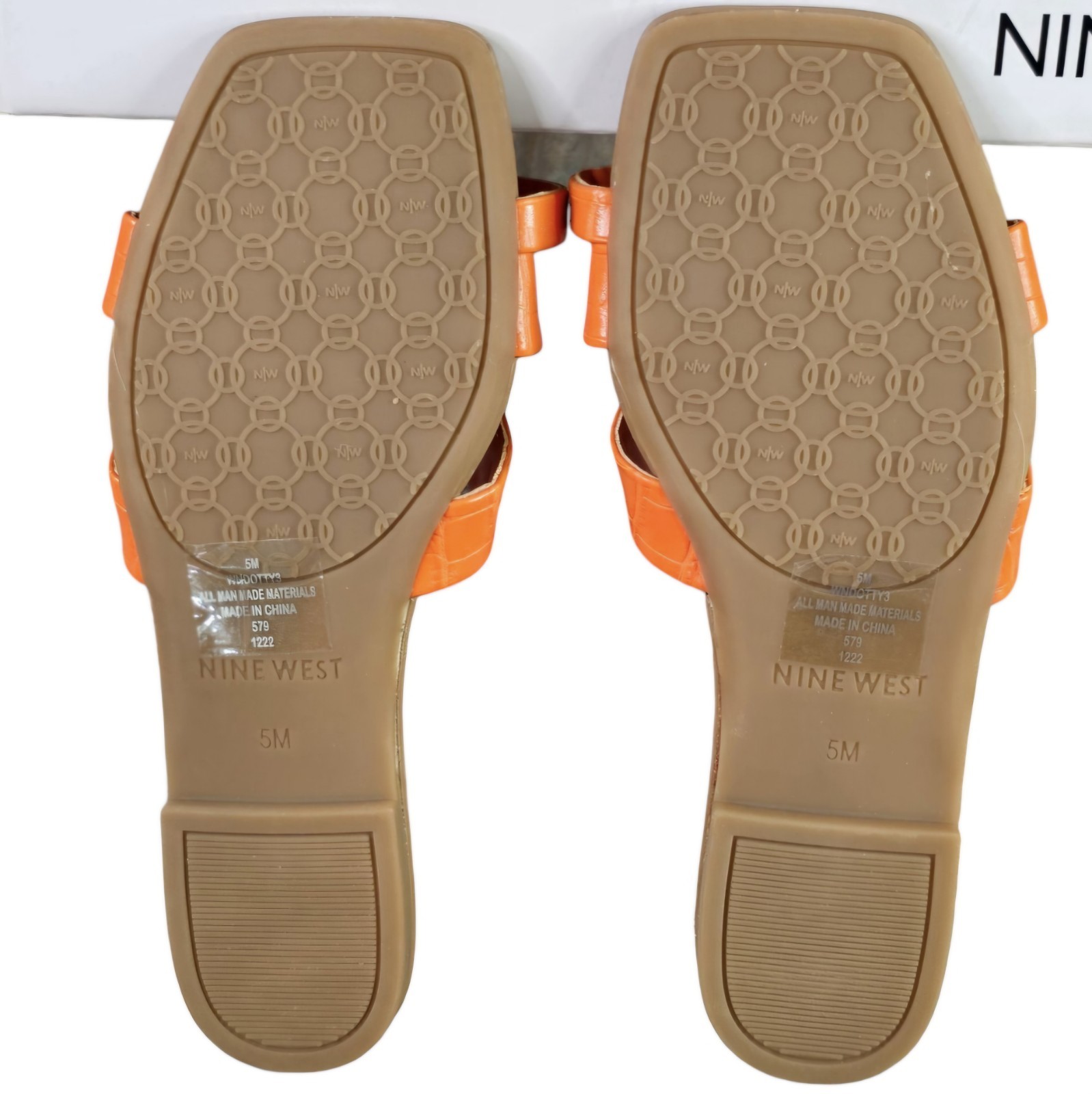 Nine West Women’s Dotty3 Orange 800 Toe Ring Strappy Flat Sandal Size 5 NEW