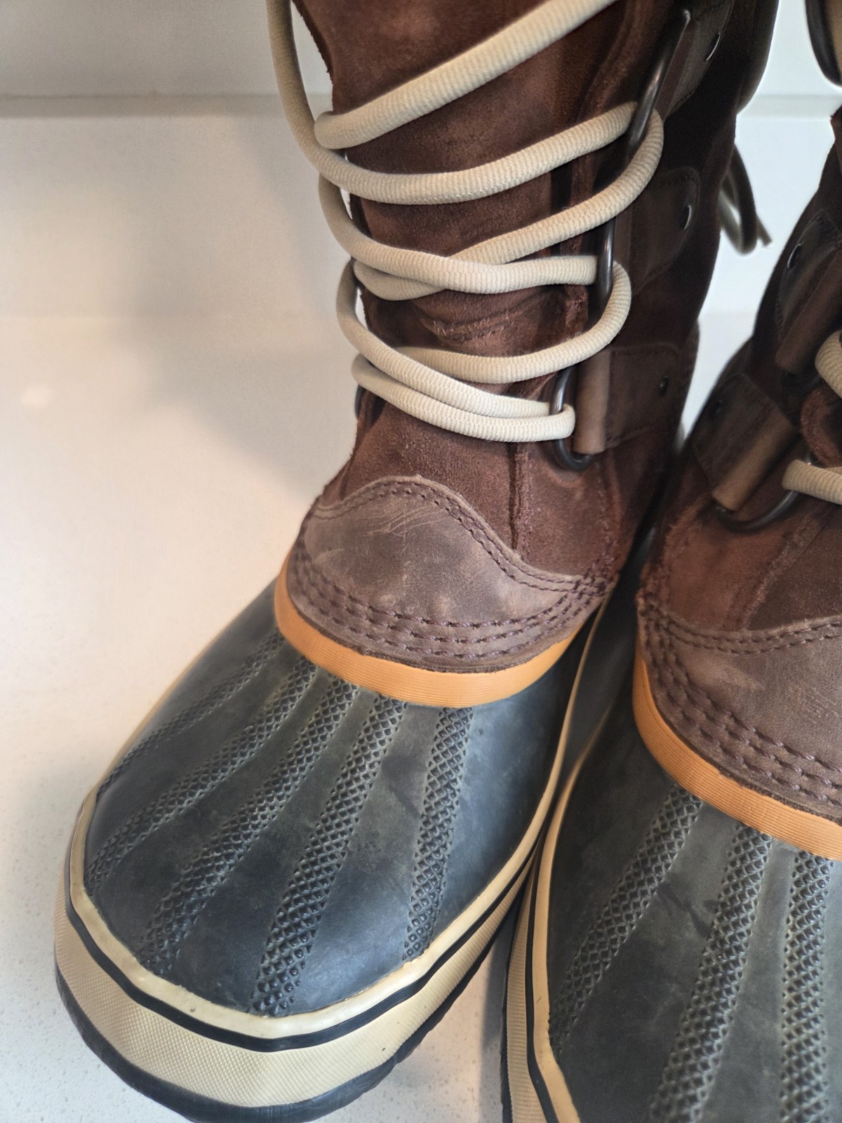 Sorel Waterproof Faux Fur Trim Lace-Up Snow Boots Brown/Black US 9 EU 40