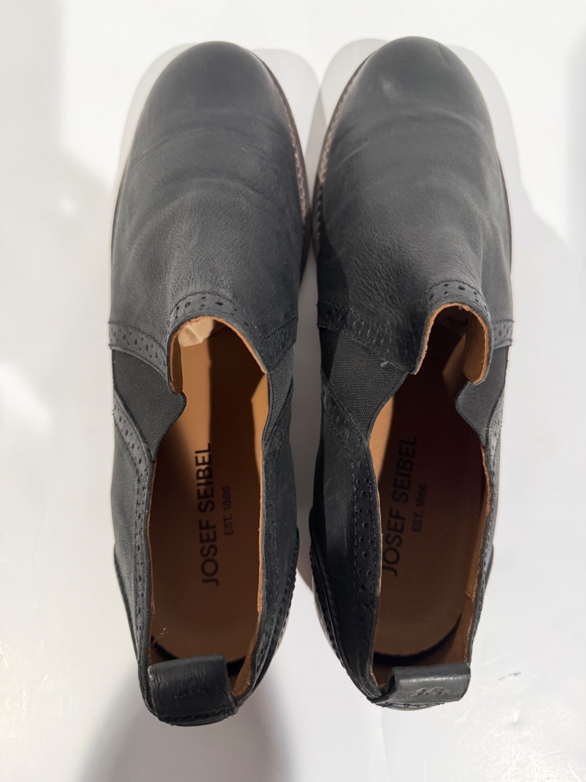 Josef Seibel Womens Sienna Black Leather Slip On Brogue US 11 EU 42