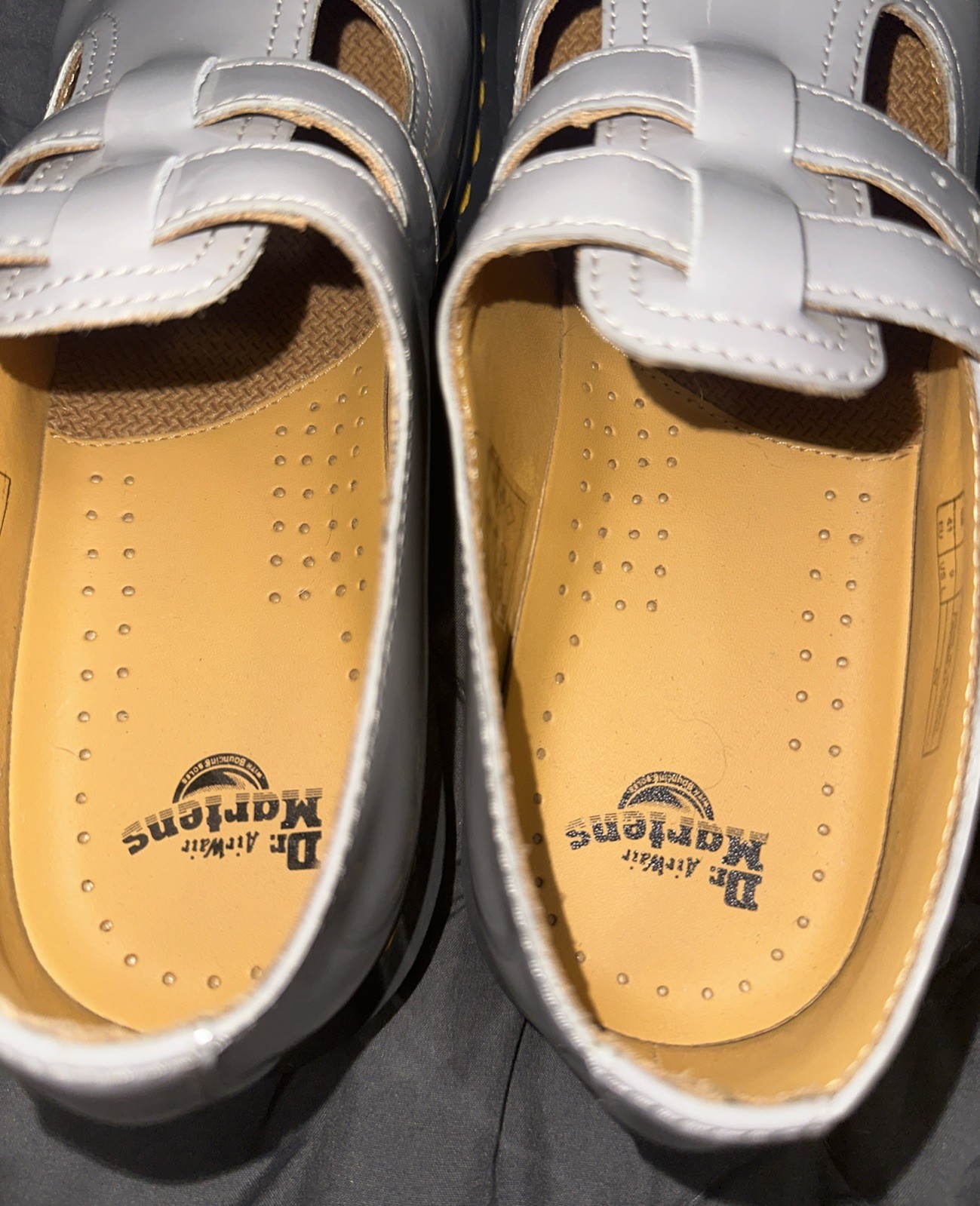 AUTHENTIC DR. MARTENS 8065 PATENT LEATHER MARY JANES GRAY VERY NICE