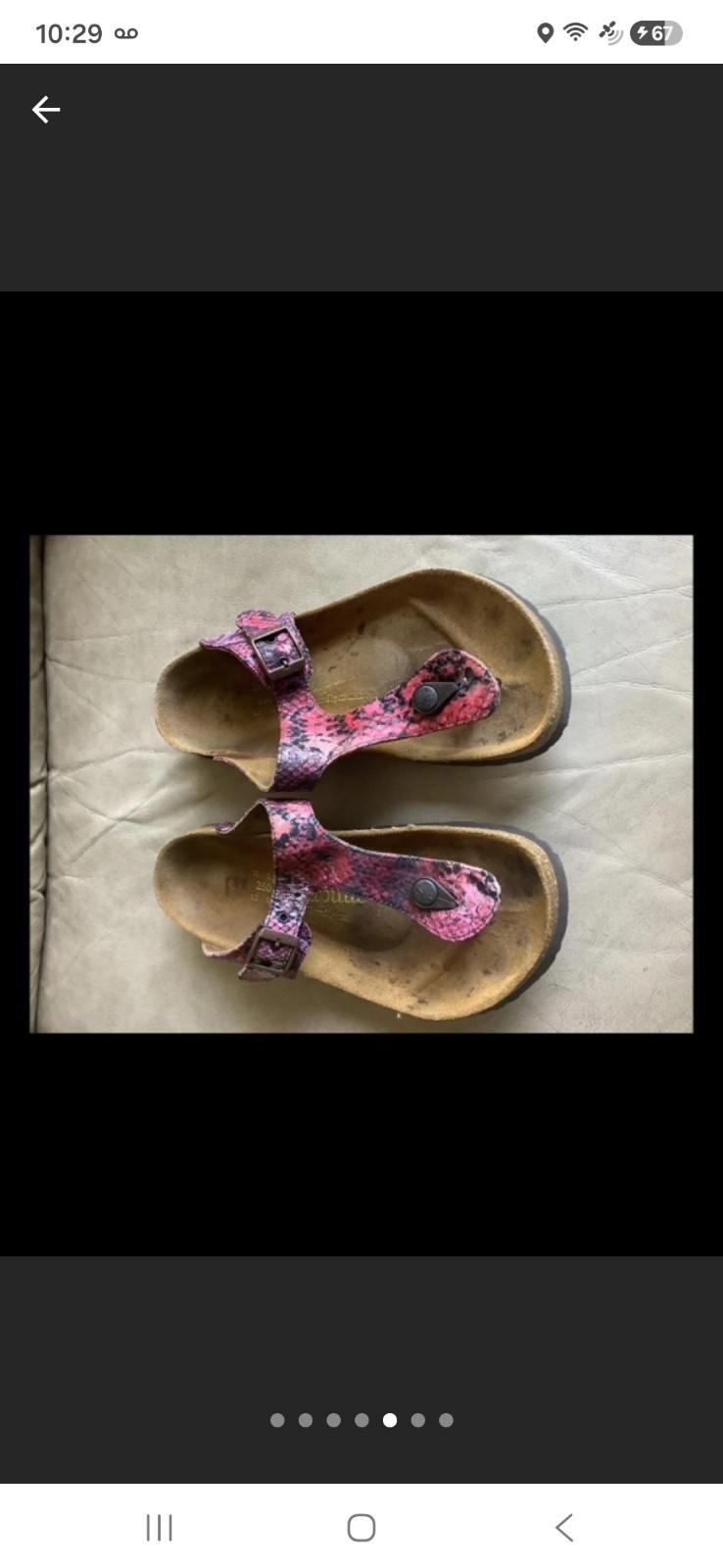 Birkenstock Women’s Pink Purple Snake Skin Leather Thong Sandals Size 39. 9-9.5
