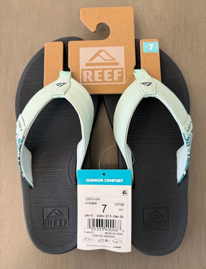 Reef Santa Ana Flip Flops Women’s 7 Mint Cushion Comfort NWT MSRP $60