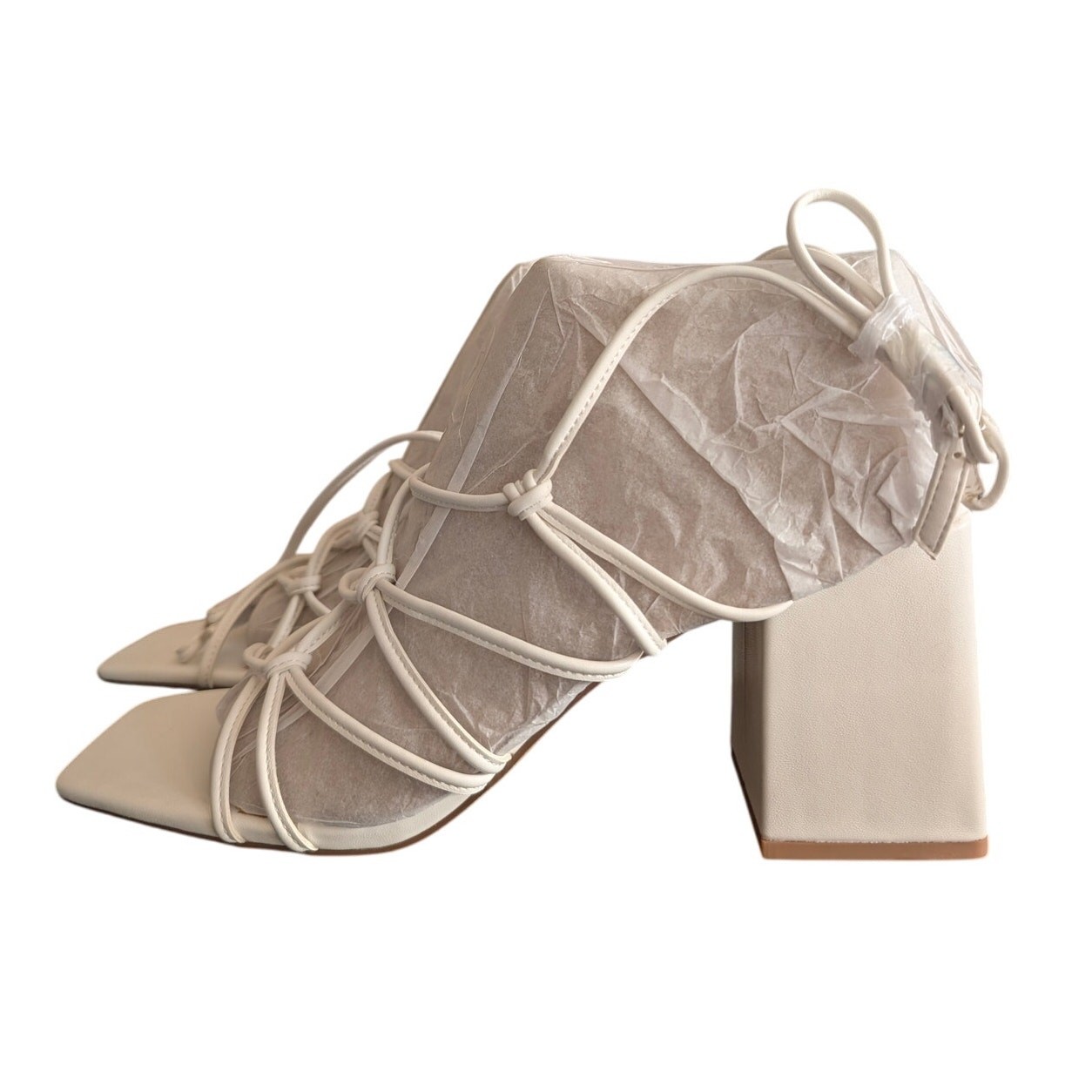 Faryl By Farylrobin Zayne Womens 12 White Block Heel Square Toe Strap Closure