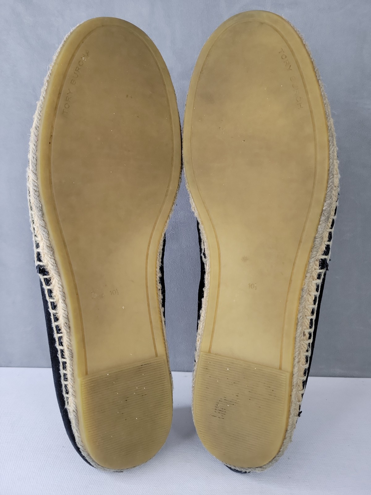 Tory Burch Women’s Black Leather Eleanor Tonal Logo Espadrilles Shoes Size 10.5