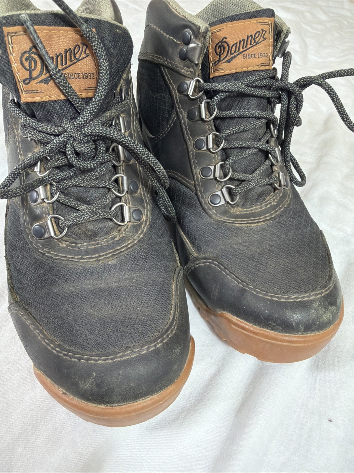 Danner Jag Mid Night Boots Womens 7 Black Leather/Mesh Hiking Trail Waterproof