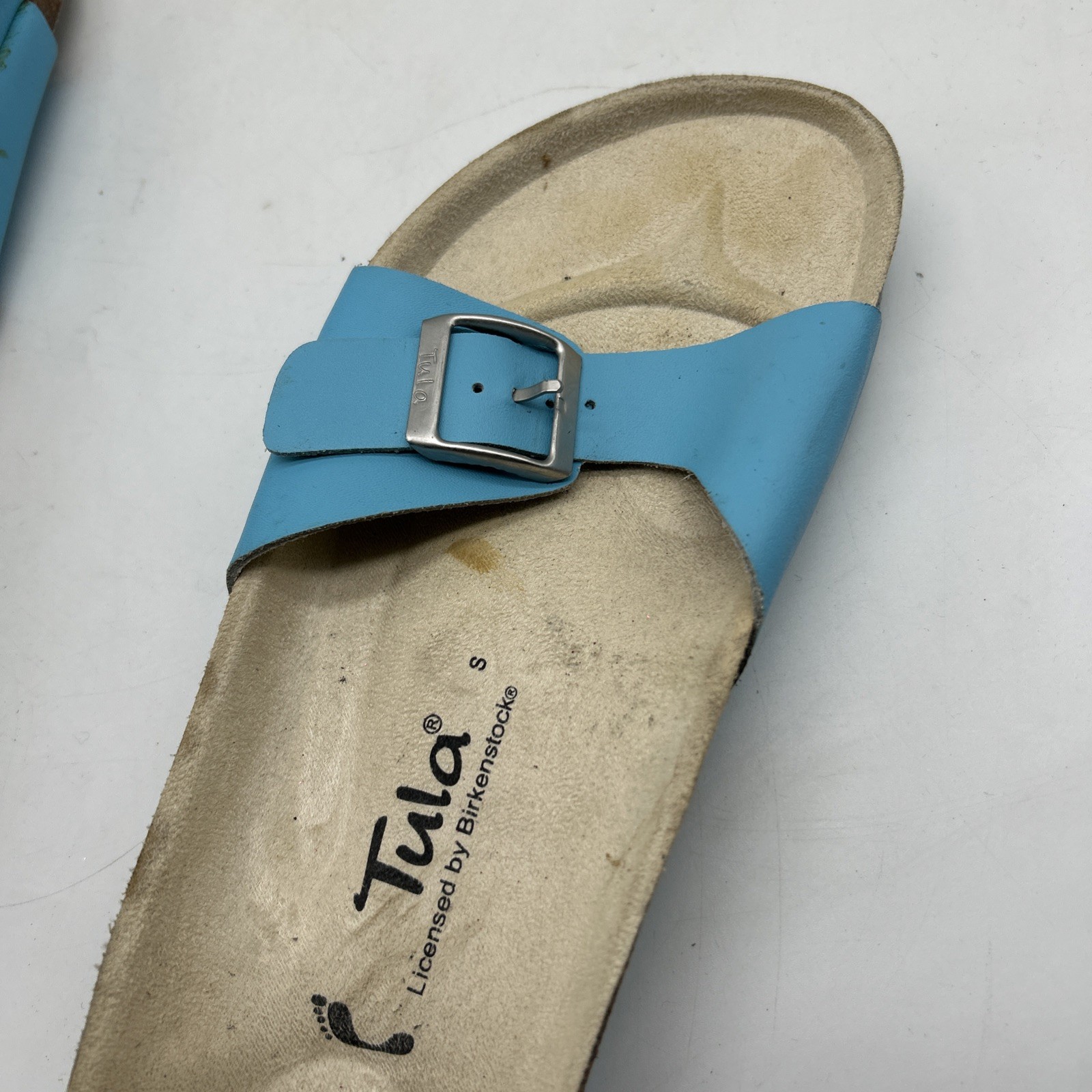 Tula by Birkenstock Slide Sandals 41 / US 10 Blue Buckle Cork Footbed Comfort