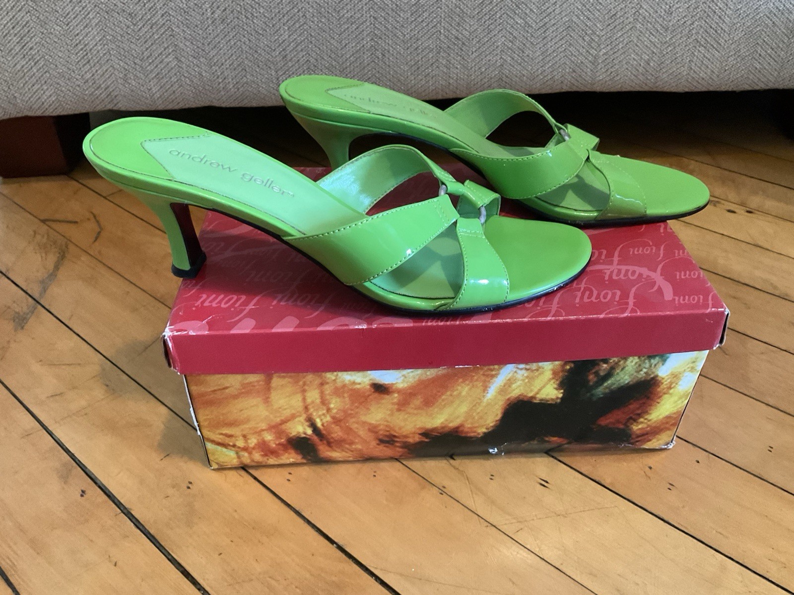 Lime Green Slide Heels Size 7.5