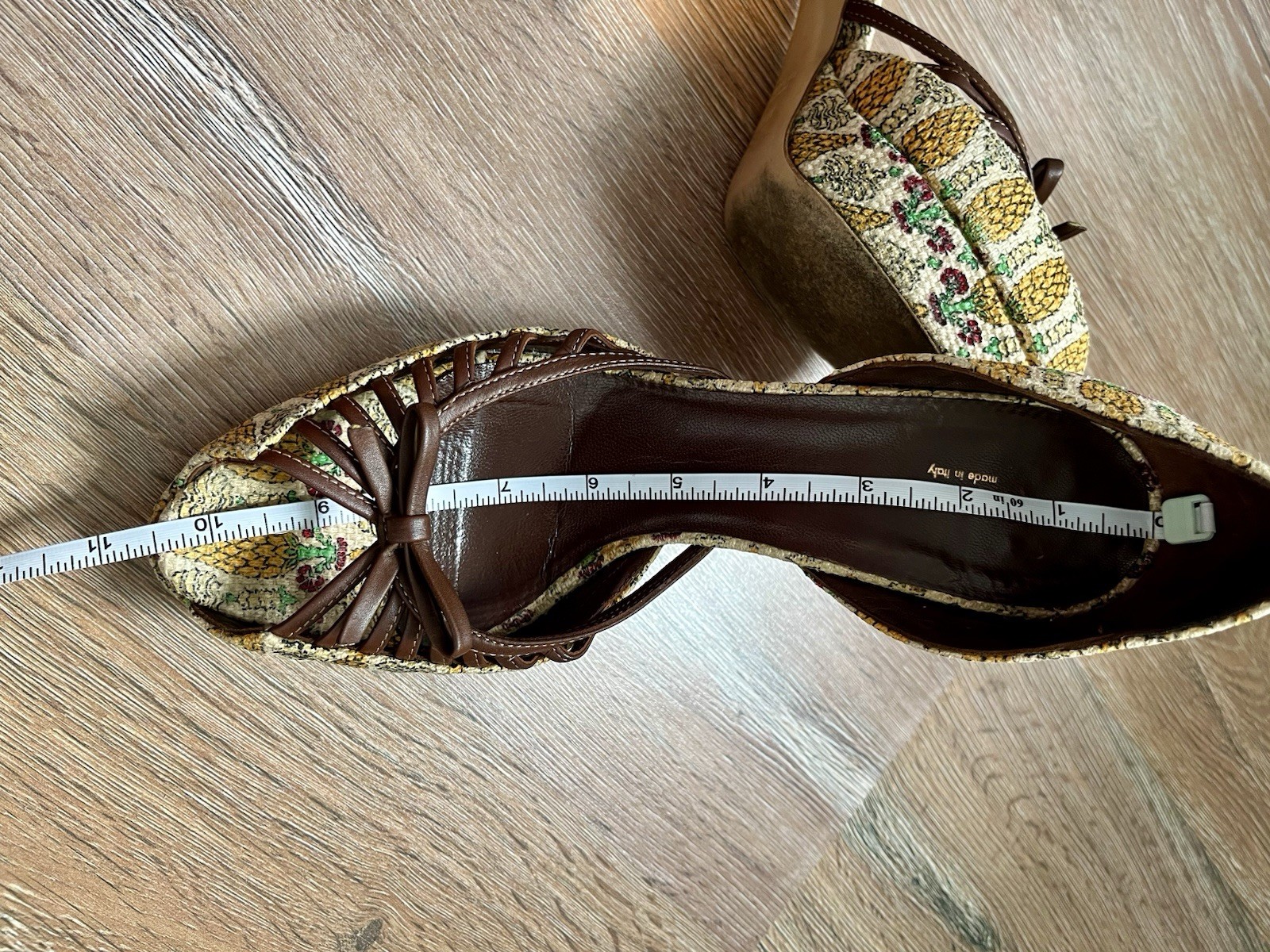 Gucci Pineapple Print tapestry shoes sandals platform heels