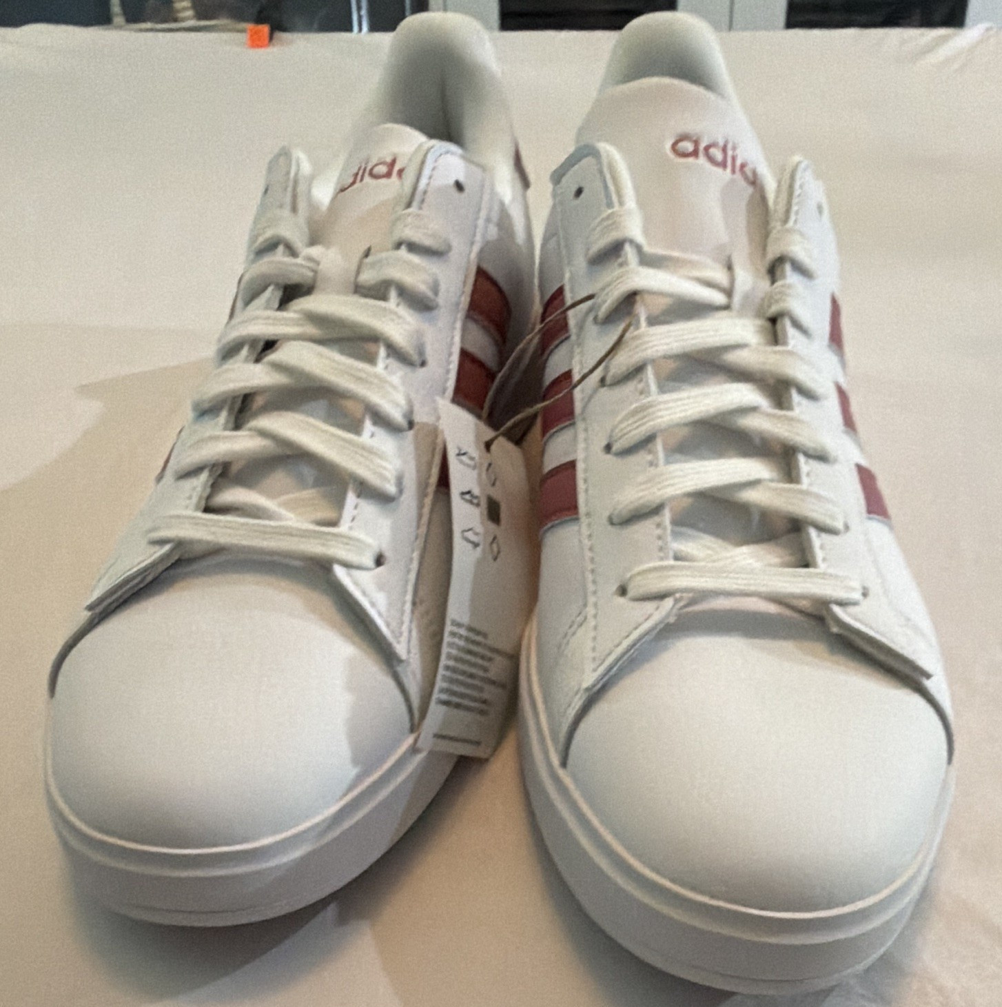 adidas Grand Court Cloudfoam Low Top Lace-Up Sneakers White/Pink SIZE WMN 10.5