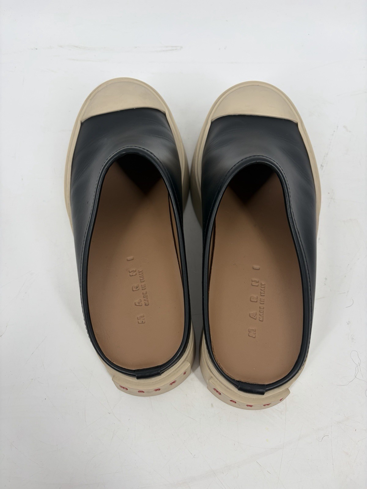 MARNI Black Leather Pablo Sabot Slip-On Platform Mules Chunky Size EU 38 US 8