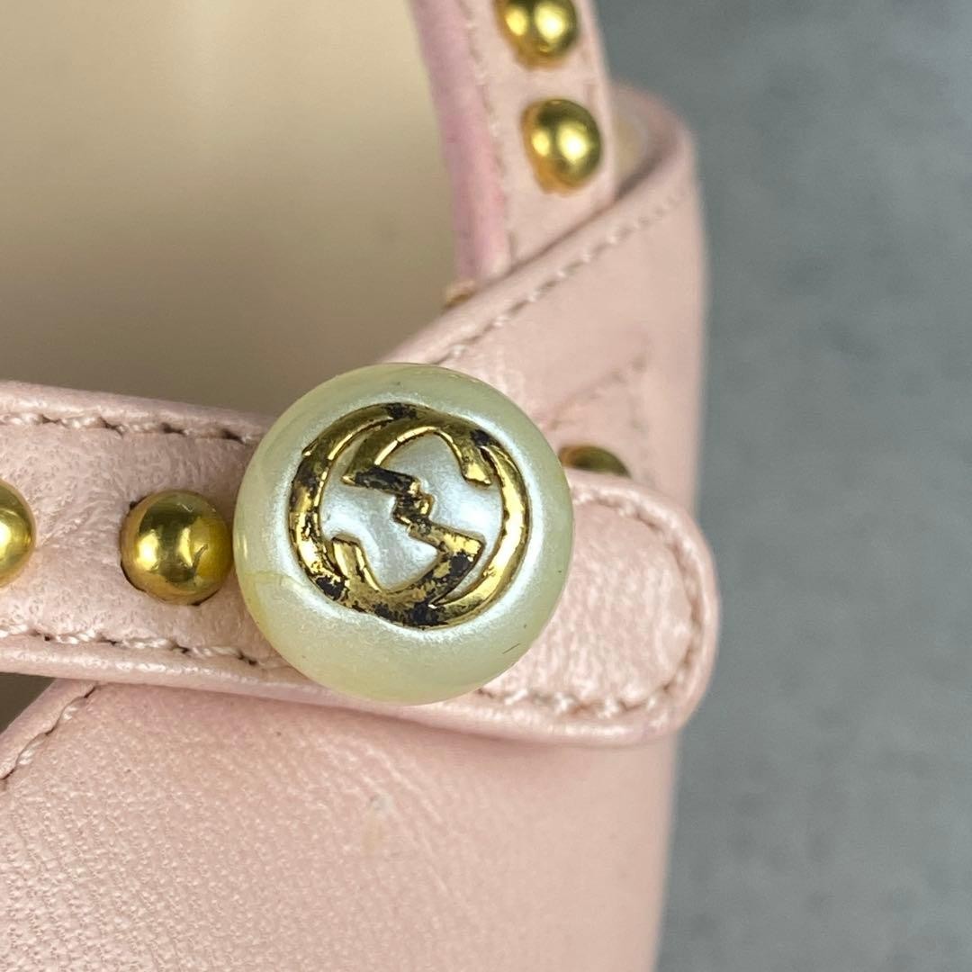 GUCCI Bamboo Slingback Pumps 23cm Baby Pink Leather High Heels