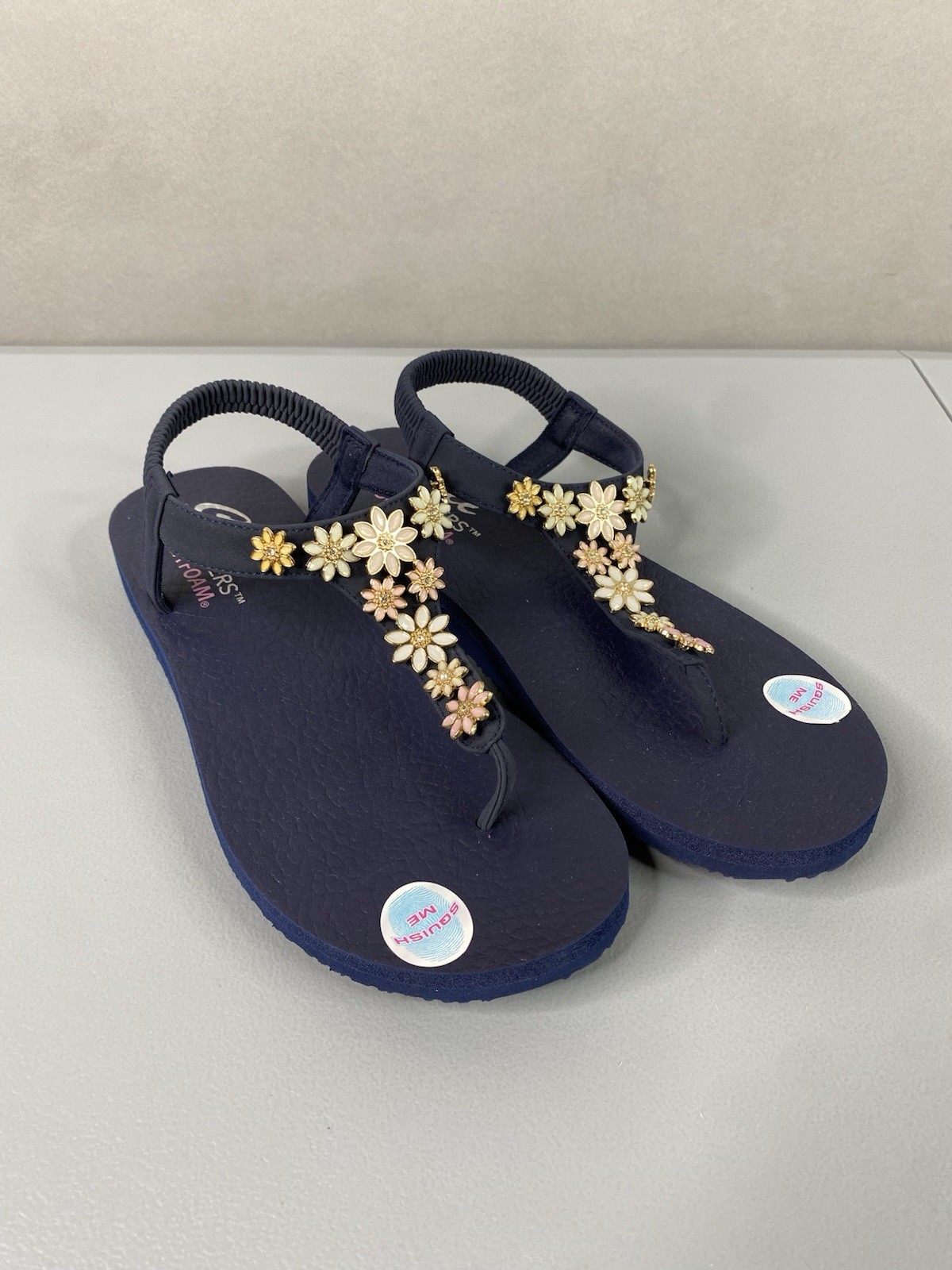 Women Sandals Sz 10 Cali From Skechers Yoga Foam Slip On Multicolor Casual New