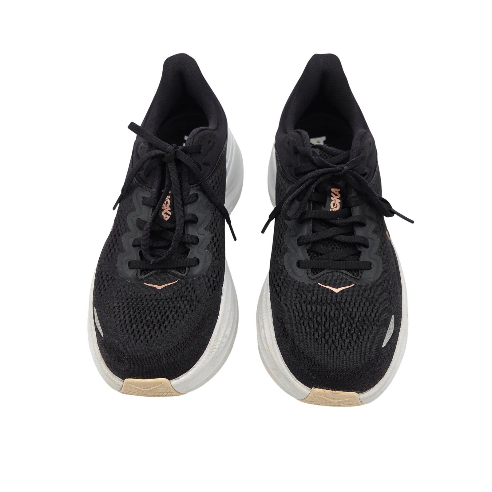 Hoka Bondi 9 Womens Running Shoes Black Rose Gold Sneakers