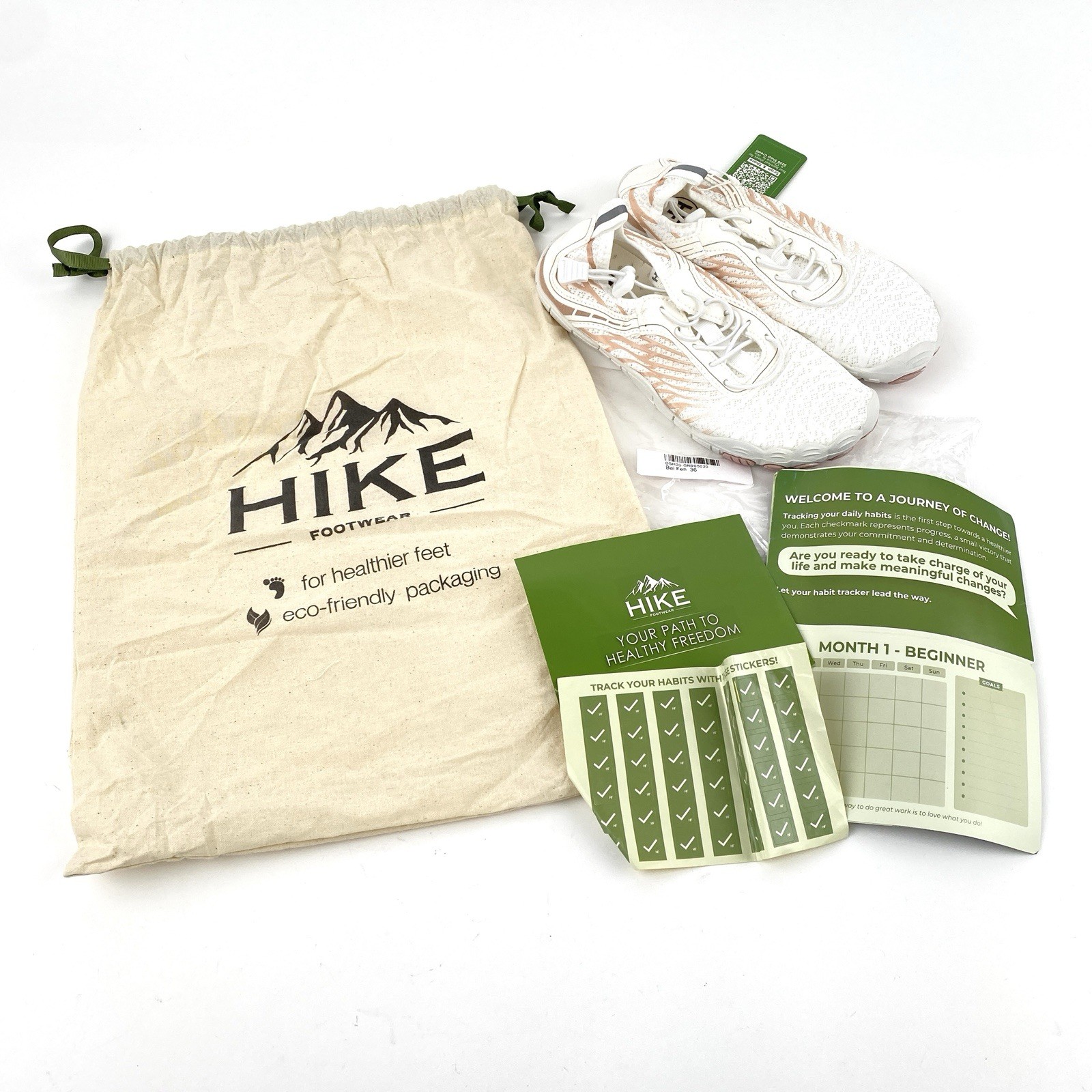 New Hike Footwear HF Lorax Pro White/Peach Women’s Size 36 Barefoot Sneakers