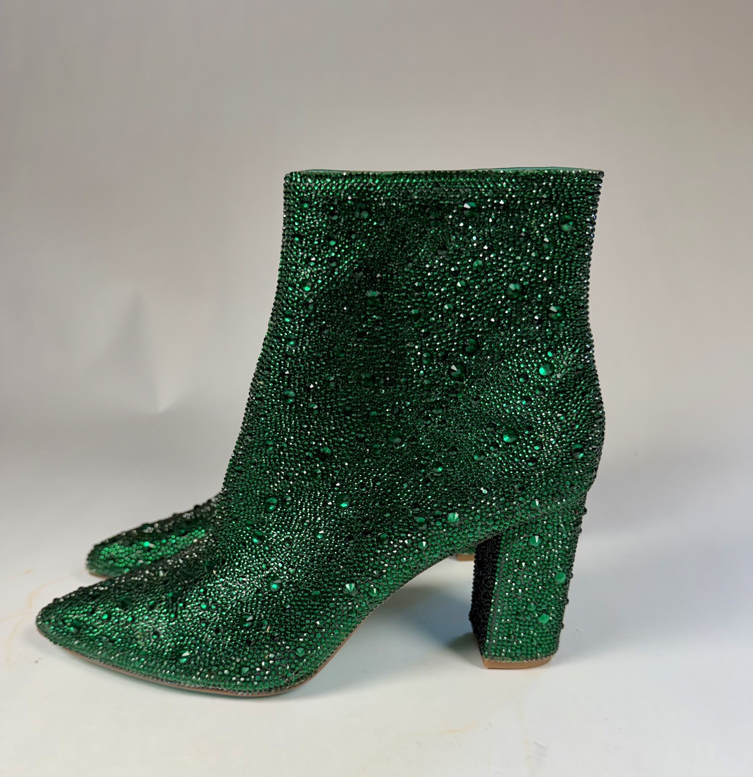 Betsey Johnson Emerald Green Cady Rhinestone Boots Women’s US 8.5 No Box