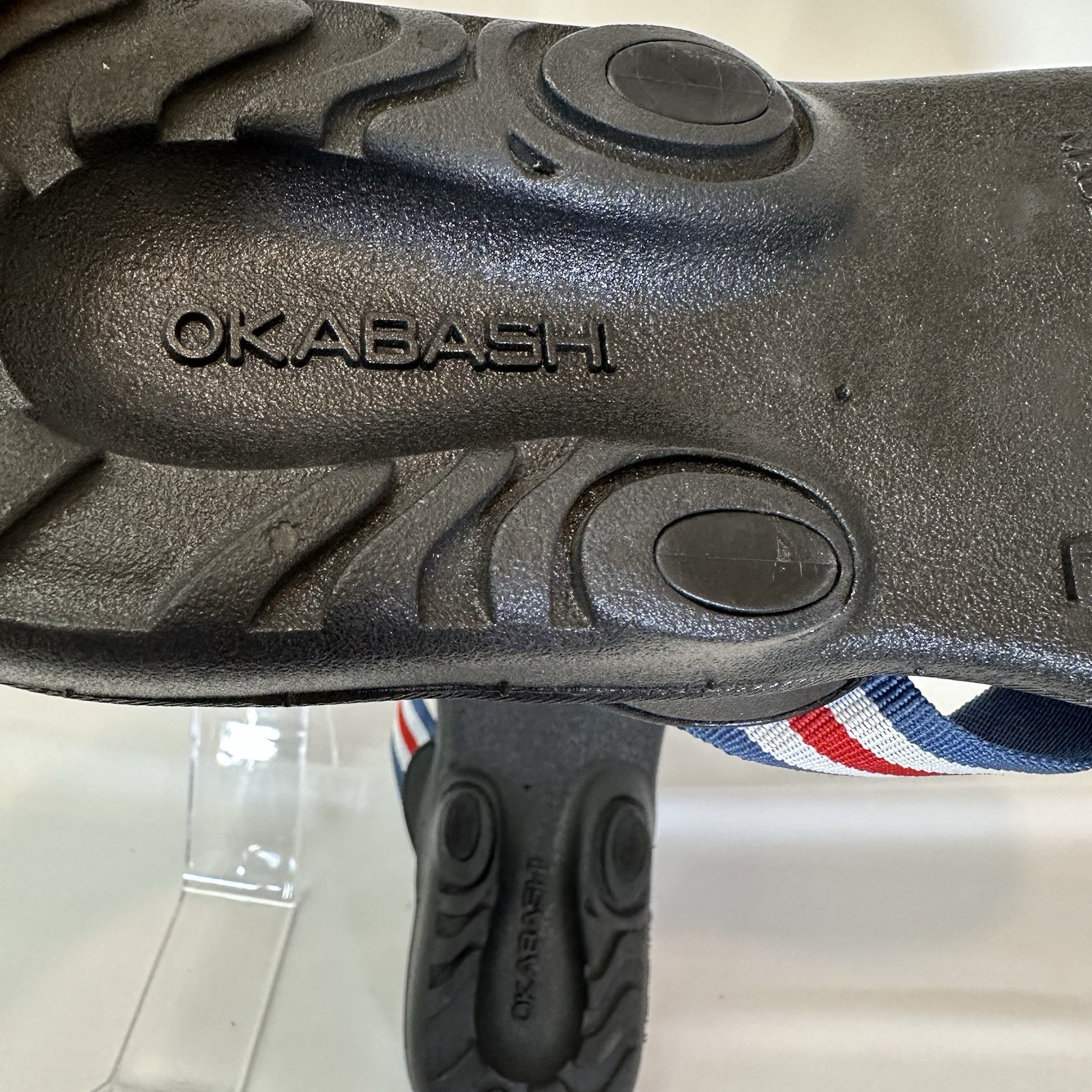 Okabashi Women’s L (9-10) Flip Flops Patriotic USA Red White Blue Comfort