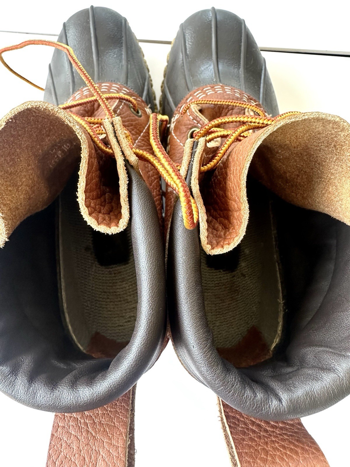 LL Bean Duck Bean Boots Women Size 9 Unlined Rolled Leather Vintage Made in USA