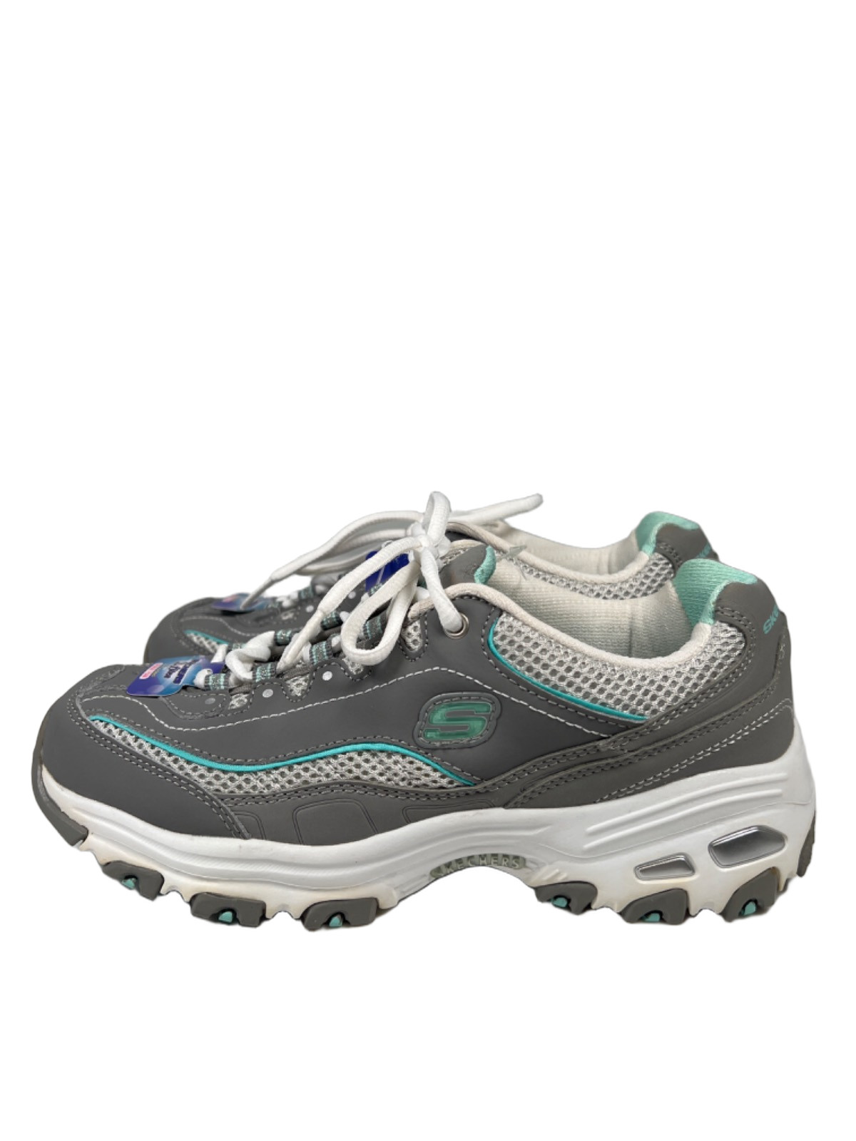 Skechers Women’s Gray/Blue D’Lites Air Cooled Memory Foam Sneakers – 7