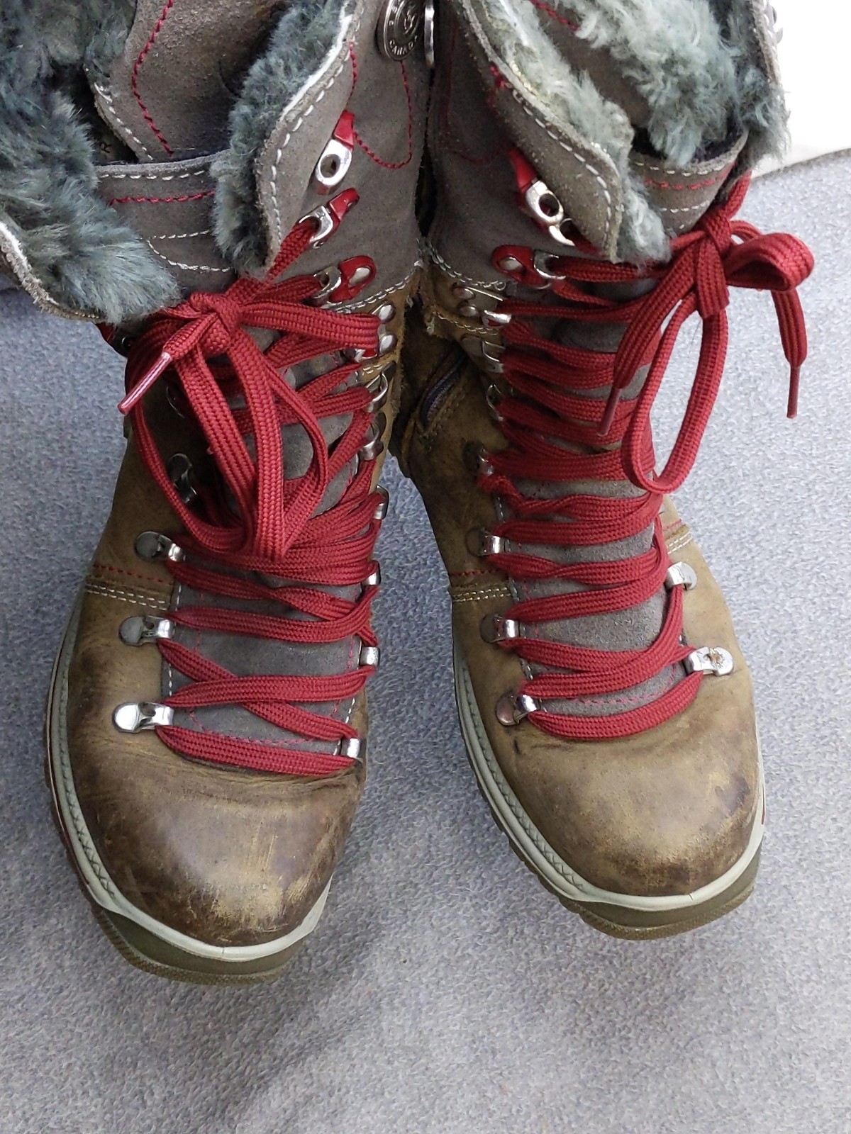 Santana Canada Boots Womens 7 38 Brown Gray Fur Lined Winter Snow Hiking
