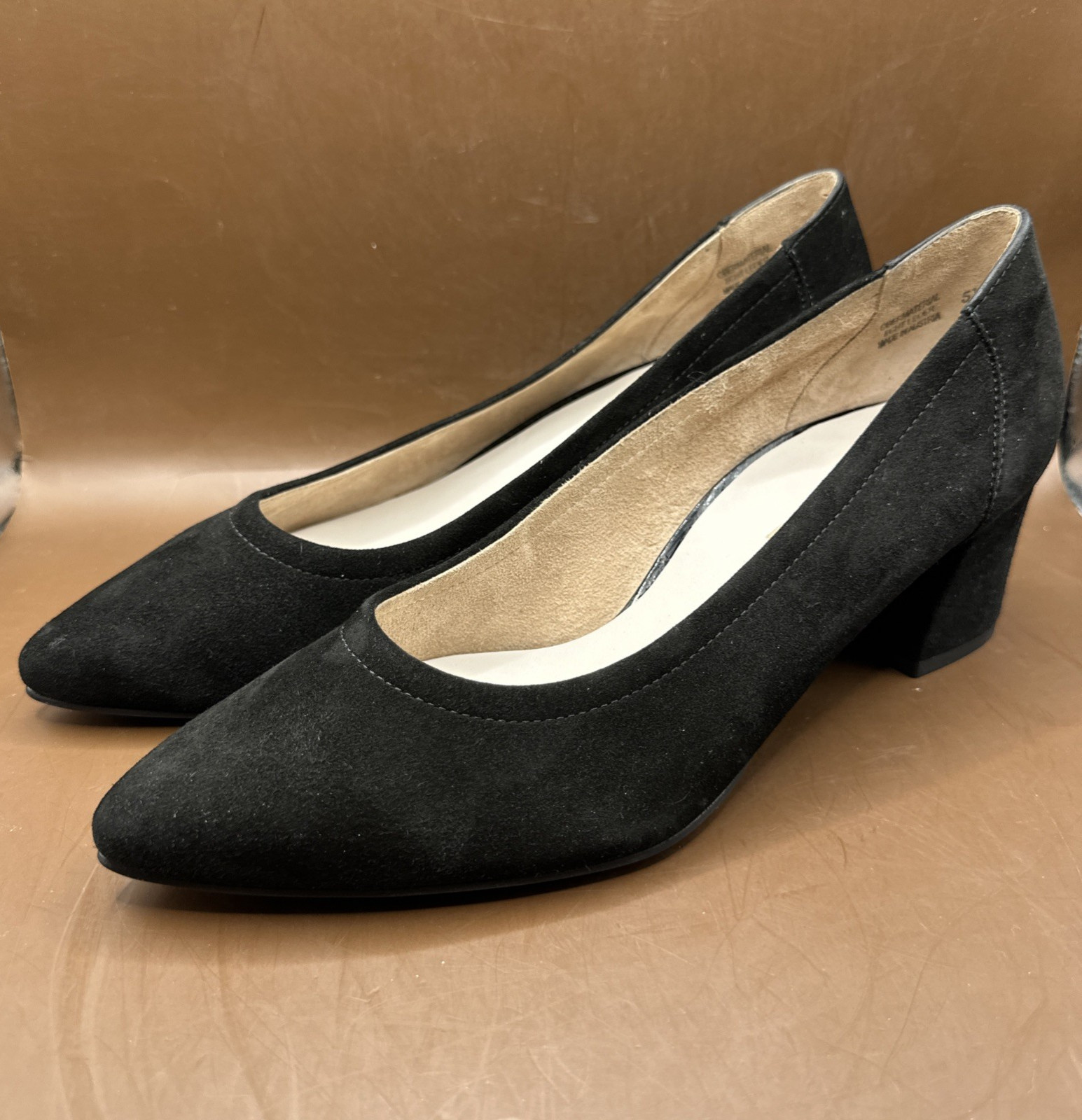 PAUL GREEN BLACK SUEDE PUMP AUSTRIA SZ 5 1/2 US SZ 8 EXCELLENT CONDITION