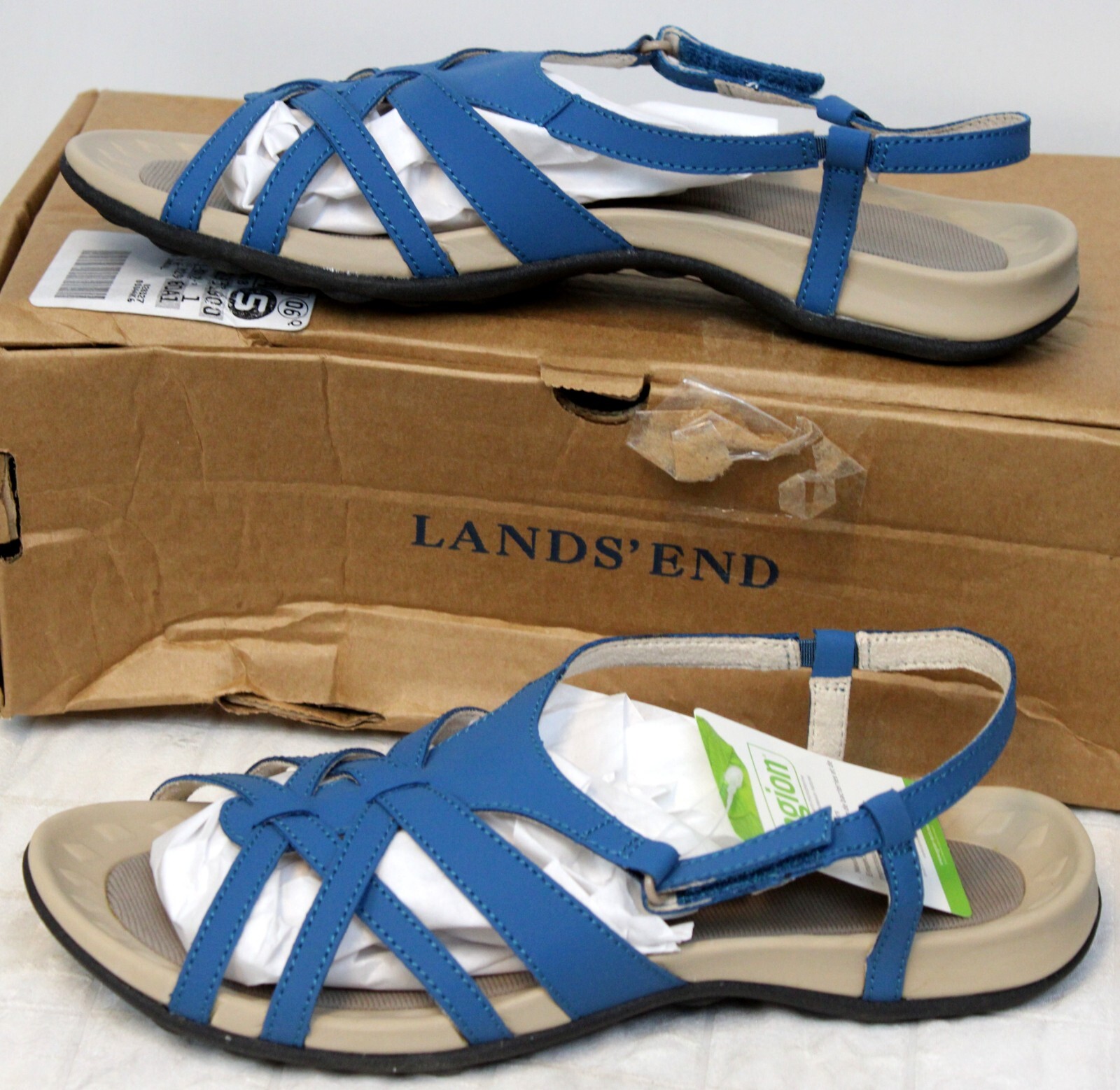 Land’s End Sandals Agion sz 8B Terrain Deep Sea Mist Blue Women Summer Beach