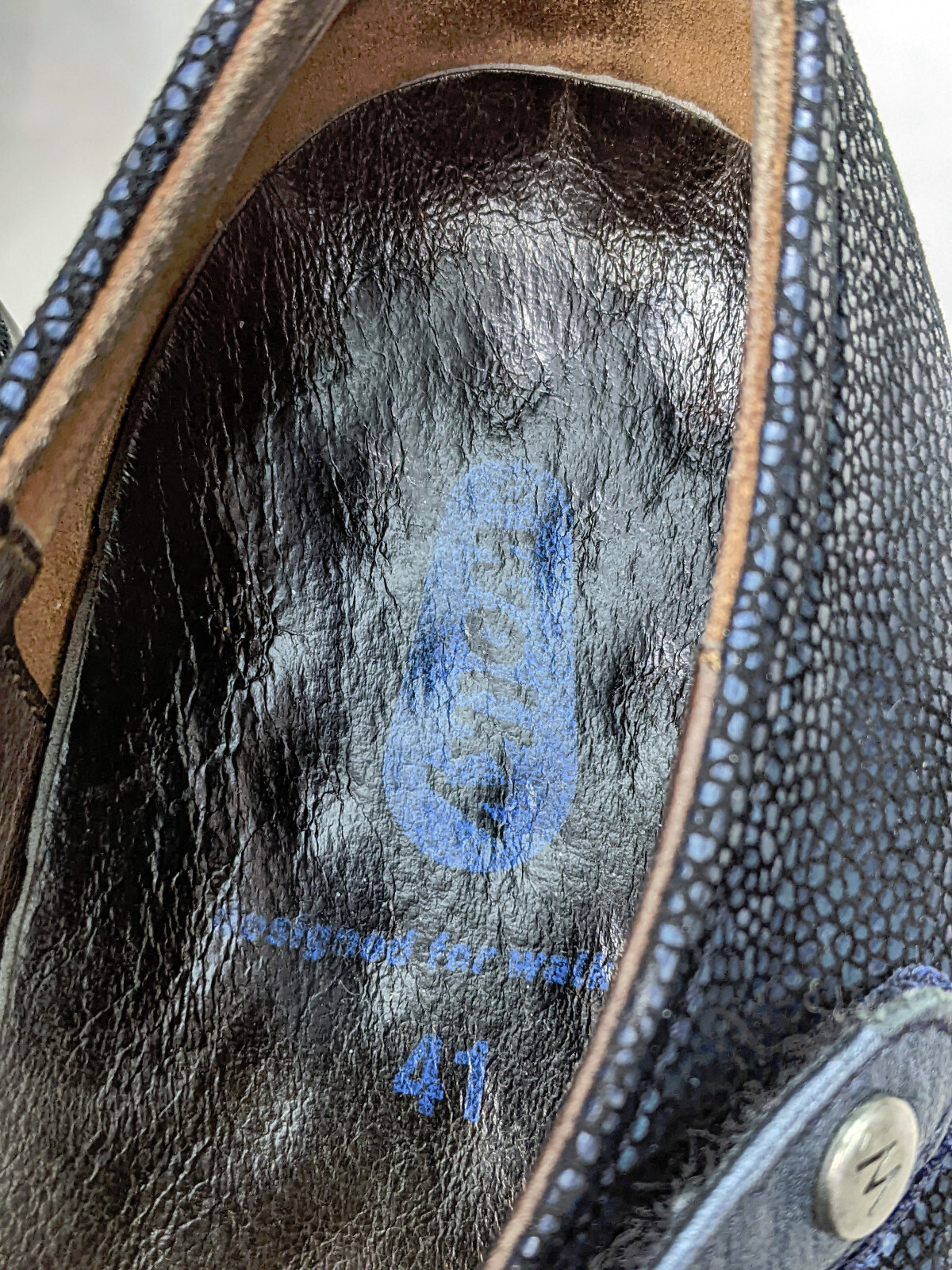 WOLKY Passion Mary Jane Womens 9 41 Blue Black Gunmetal Leather Slip On Shoes