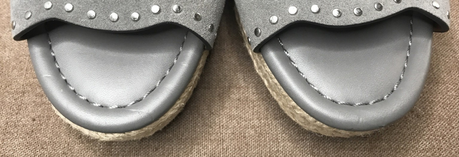 Coach Kelsi Wedge Women’s Espadrille Sandals Size 7B Gray Suede Studded 3.75″