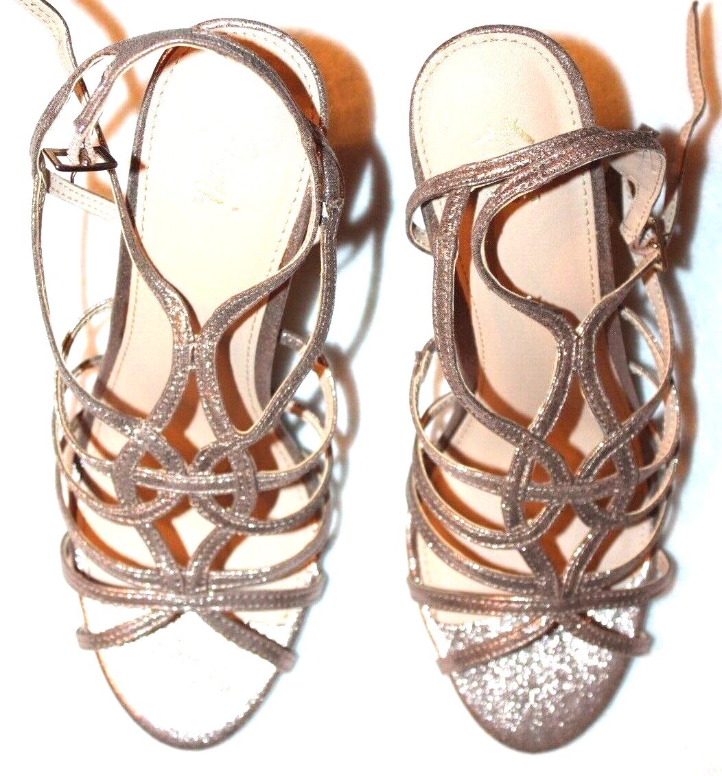 Fioni Women’s LIA Metallic Bronze Strappy Open-Toe Stiletto Sandal Shoes 7-10M