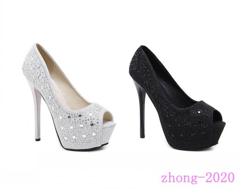 Women’s High Heels Rhinestone Platform Peep Toe Sandals Dress Club Shoes Elegant