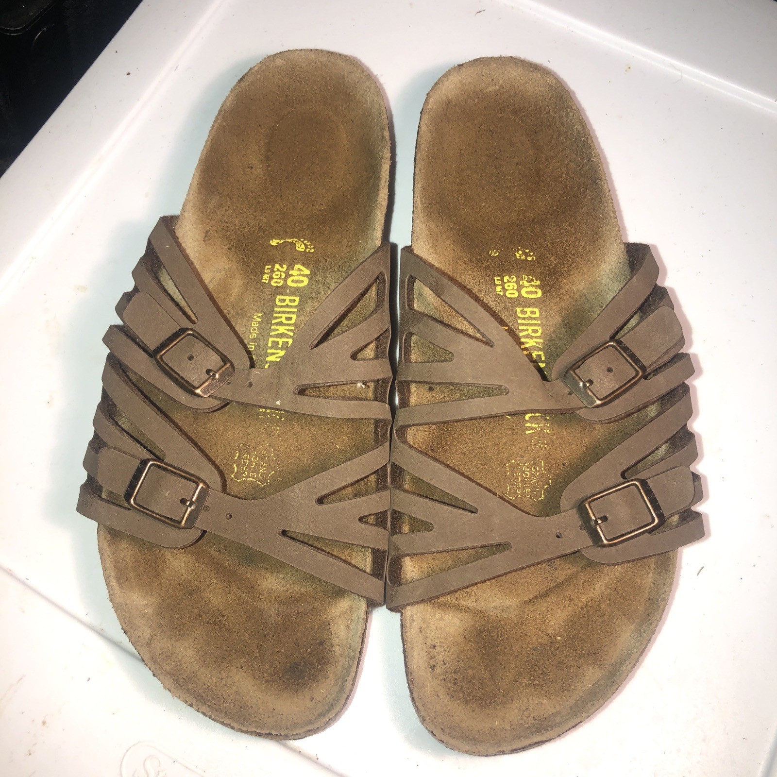 Birkenstock Granada Tobacco Brown Nubuck Cut Out Slide Sandal Womens EUR 40 USA