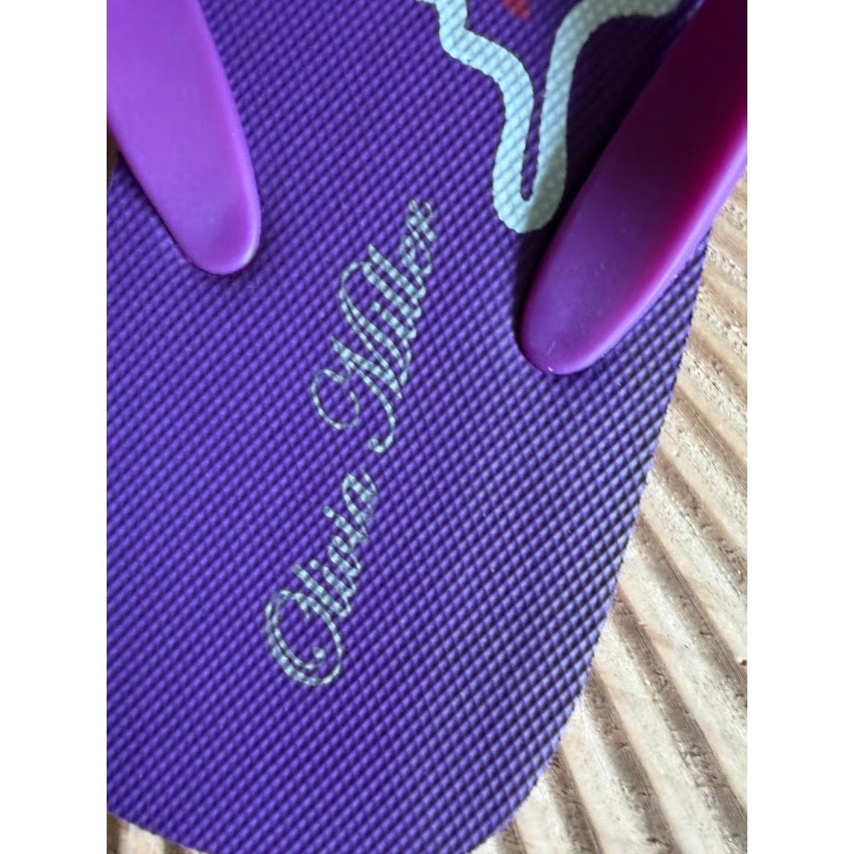 Olivia Miller Butterfly Flip Flops Purple Rhinestone Embellished Sandals 6/6.5