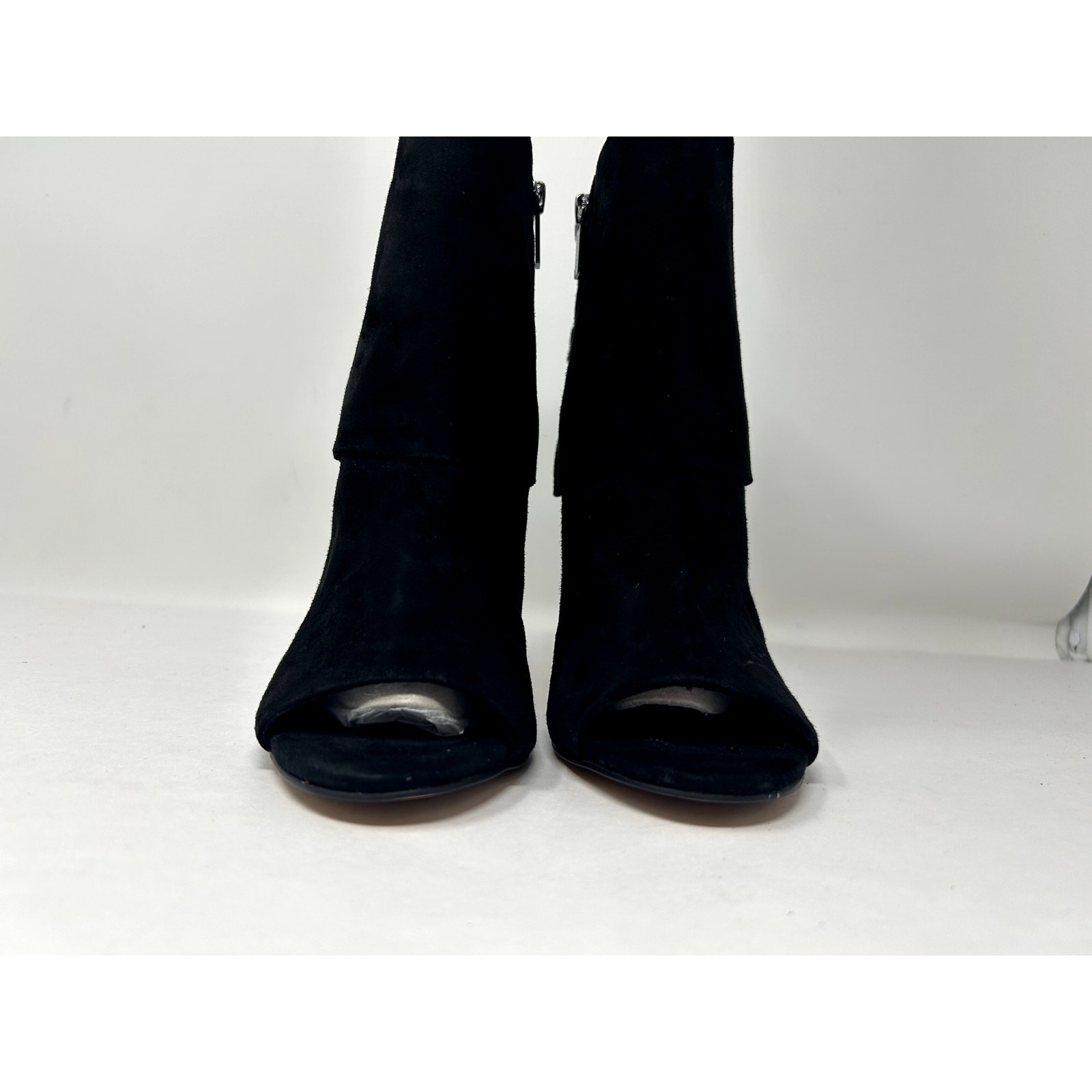 Vince Camuto Womens Camesha Suede Peep Toe Booties Shoes Black 7.5 Medium (B,M)
