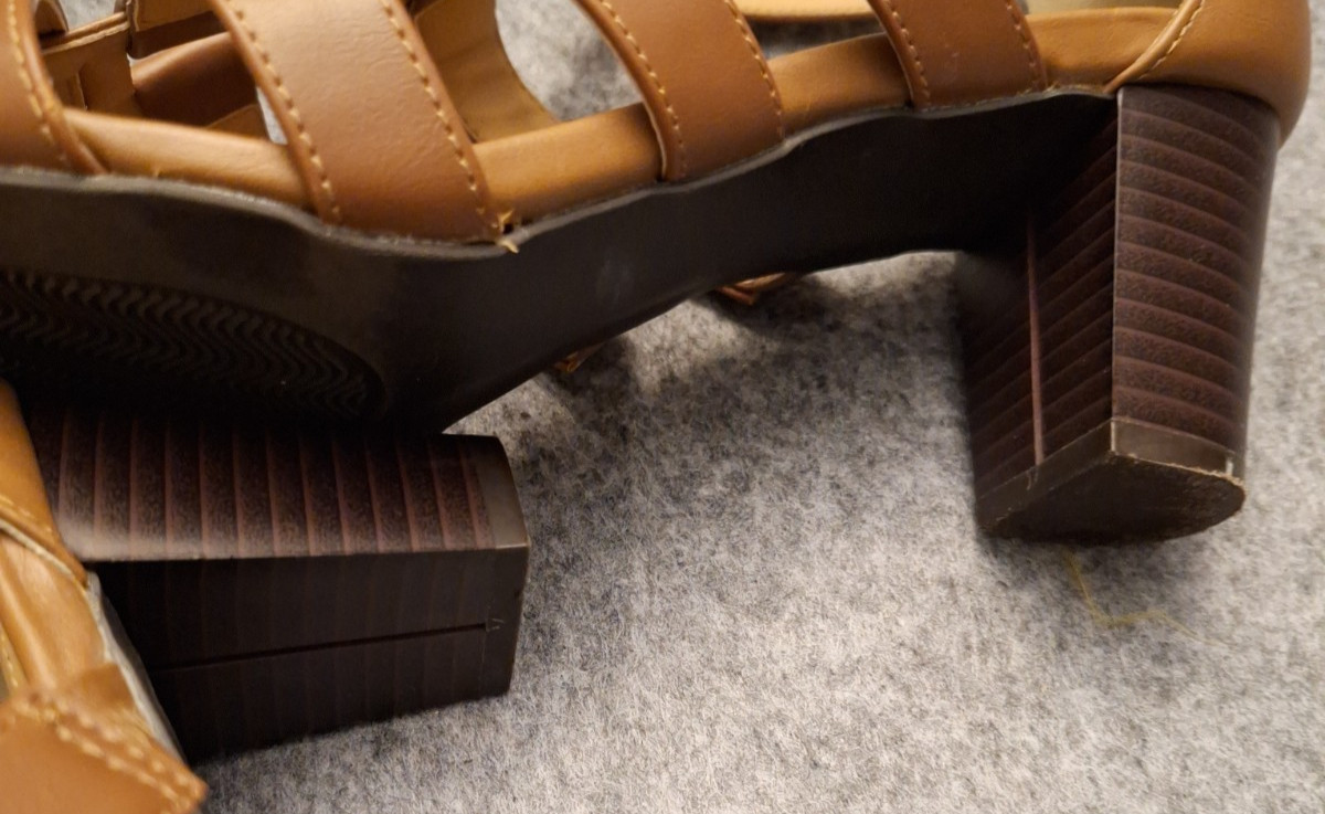 Comfortview Talia Cognac Gladiator Heeled Sandals 7.5 M Back Zip Style 16‑0895‑9