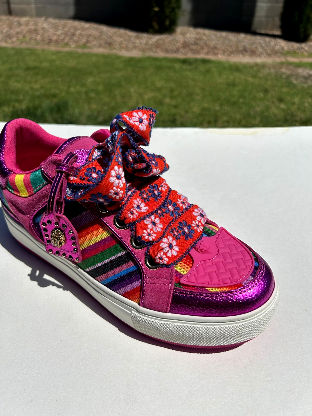 Kurt Geiger London Southbank Tag Platform Sneakers Size 8 EUR 38.5 Pink $235 NEW