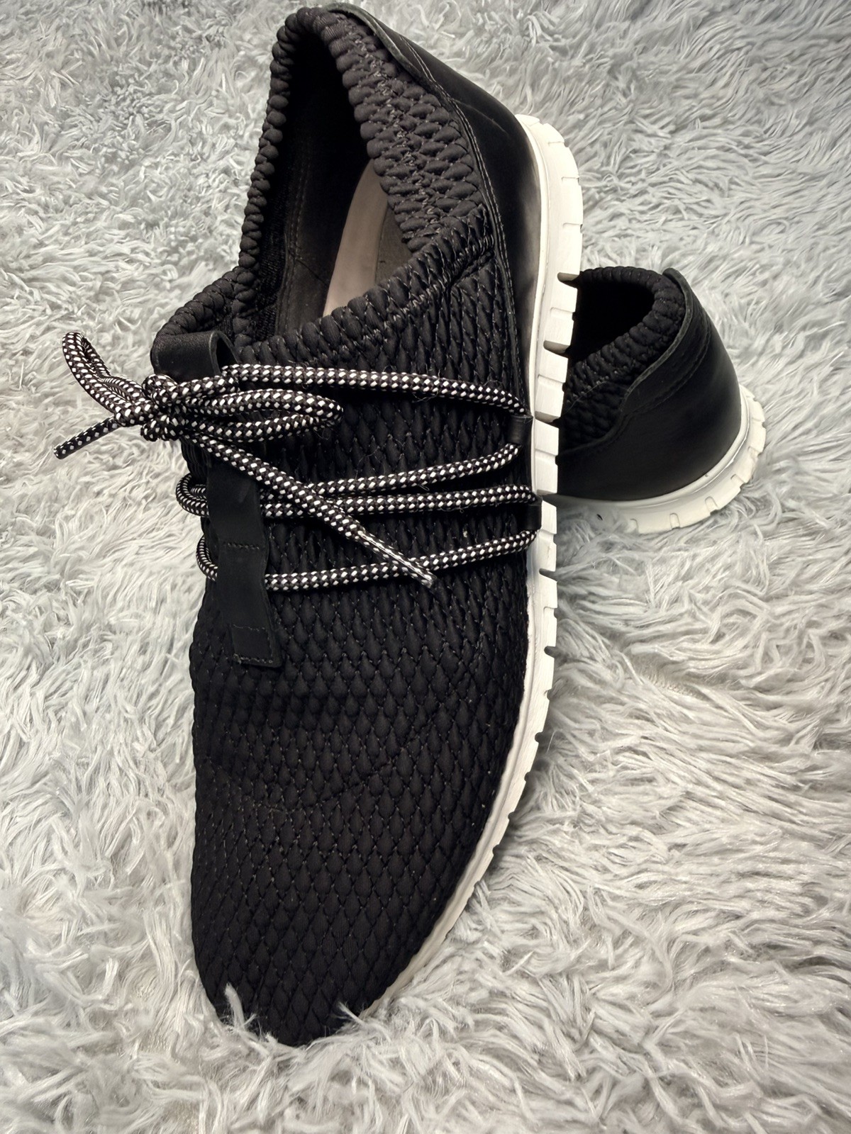 Cole Haan ZeroGrand Quilted Casual Sneakers Black Stretch Textile Leather s 9
