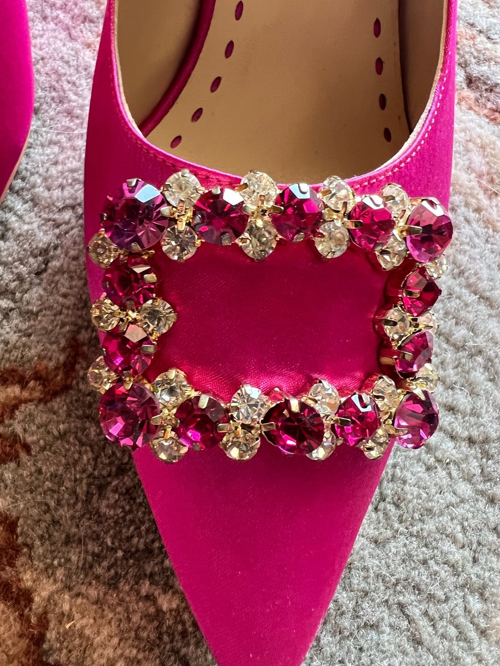 Divarese Pink Crystal Embellished Heels, Size 9.5-10 Luxury