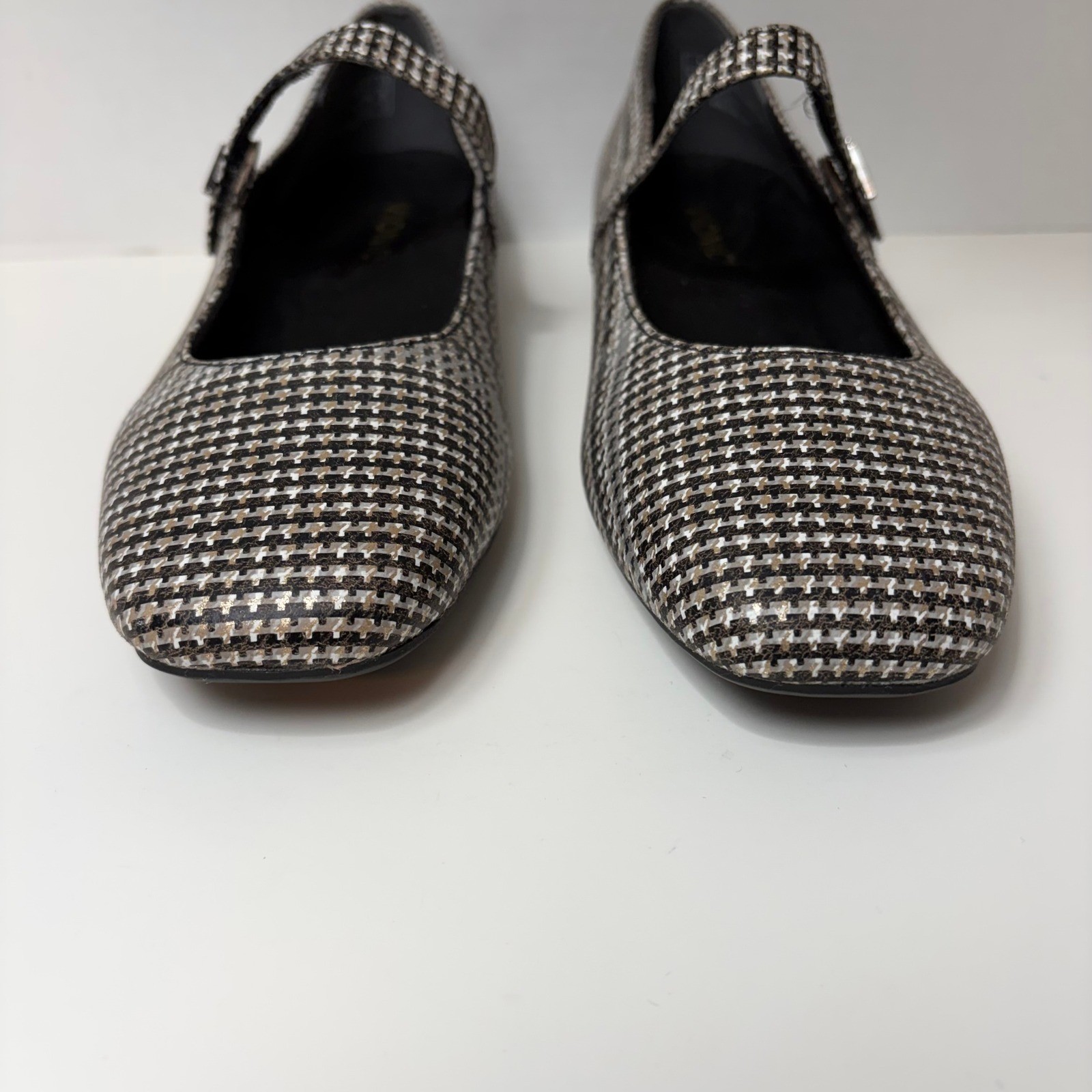 Vionic Alameda Houndstooth Mary Jane One Strap Flats Womens 6