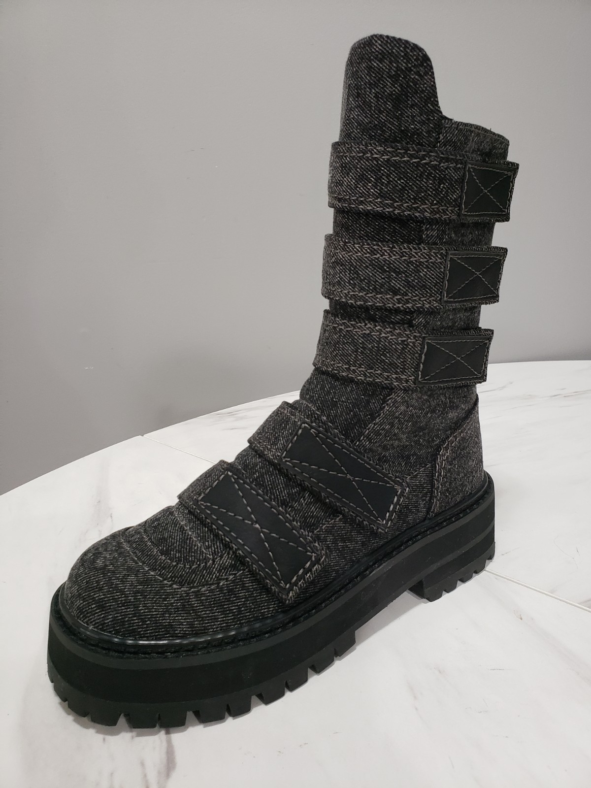 NEW SZ 7 Darker Wavs combat moto moto biker gothic boots punk strappy steampunk