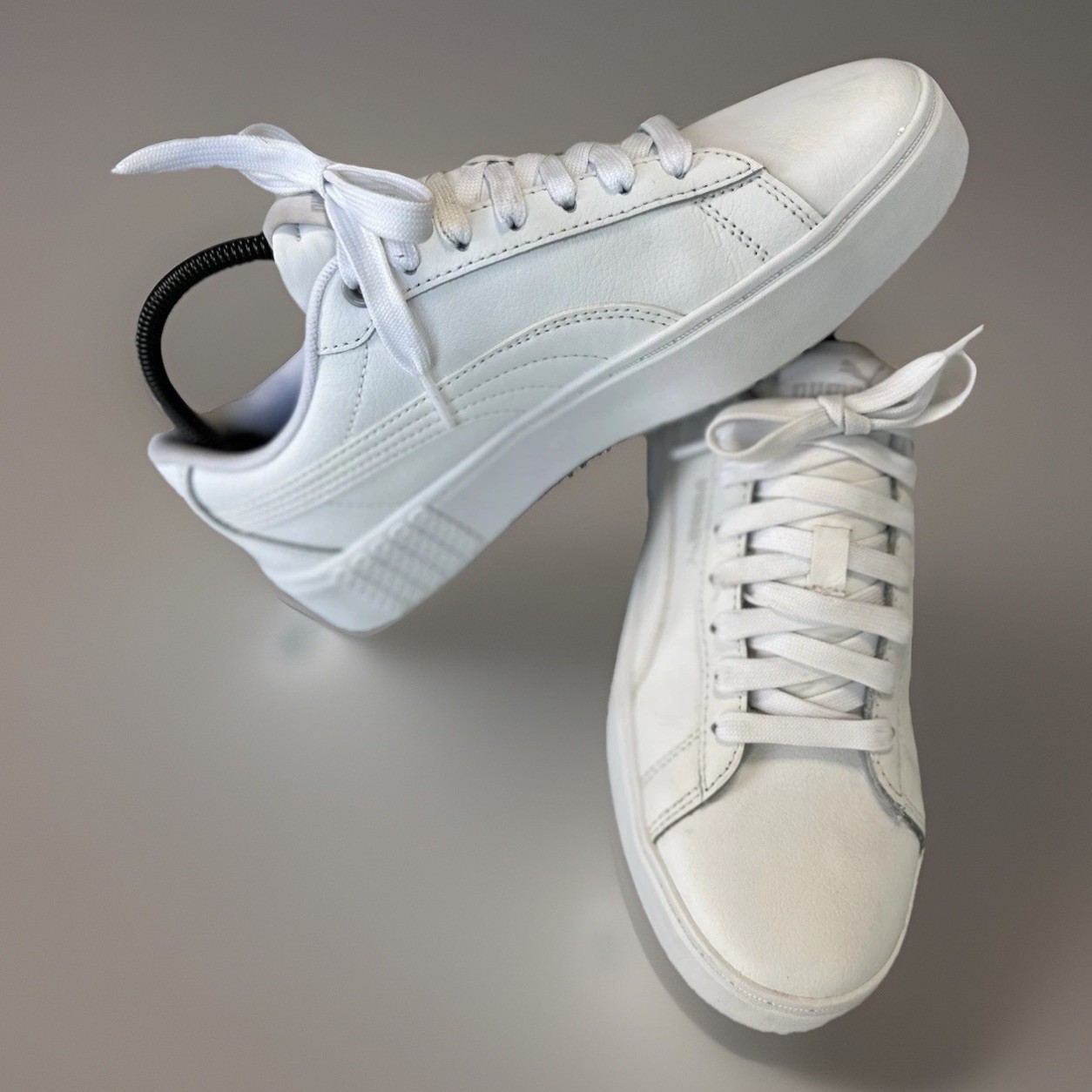 Puma Shoes Womens 7.5 Smash Platform V2 SoftForm Sneaker White Lace Up 394006-01