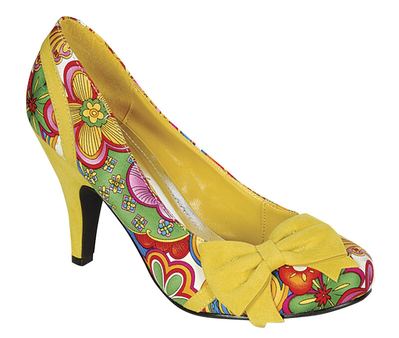 New Women Pumps Low Hi Heels Bow Yellow White Blue Print 5.5 6 6.5 7 7.5 8 8.5 9