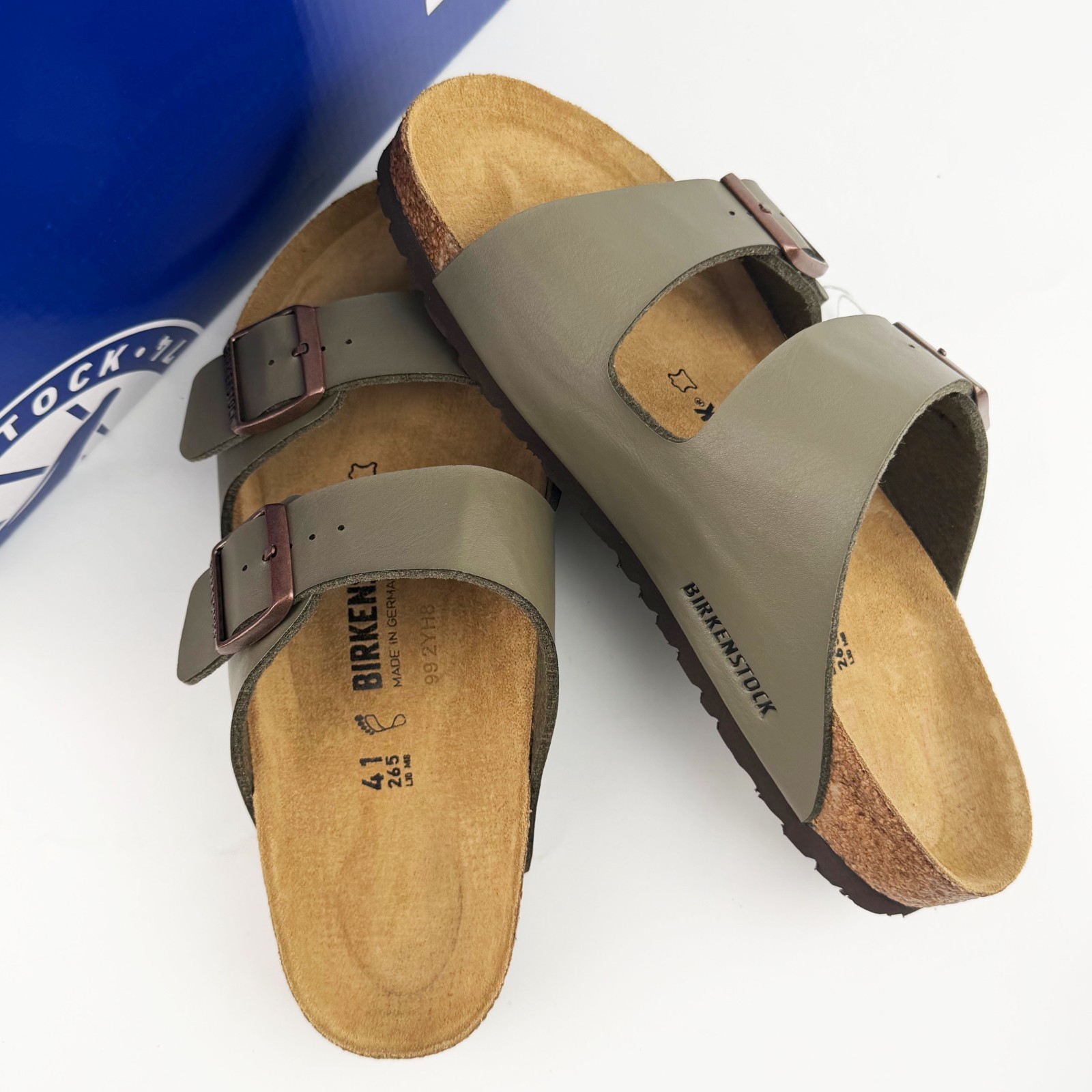 Birkenstock Arizona Birkibuc Stone Soft Footbed Unisex Sandals Size 37-45