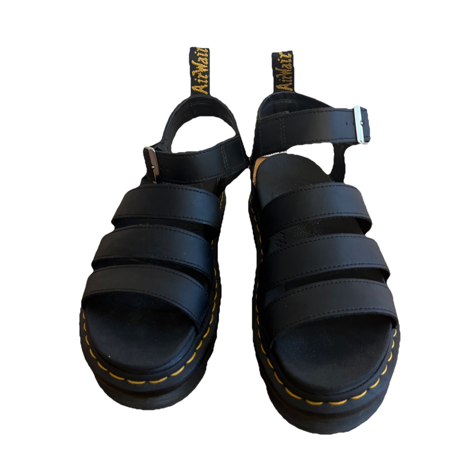 Dr. Martens Blaire Quad Black Leather Strappy Sandals Women’s Size 7 Excellent