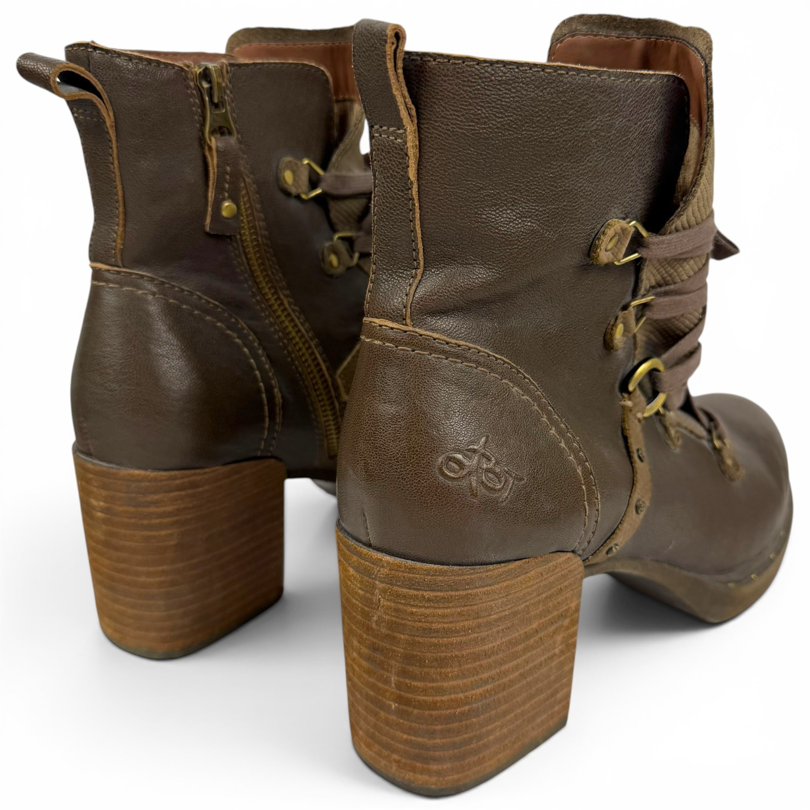 OTBT Oregon Jave Brown Leather Ankle Boot 3″ Block Heel Hiker Steamboat Boho 11M